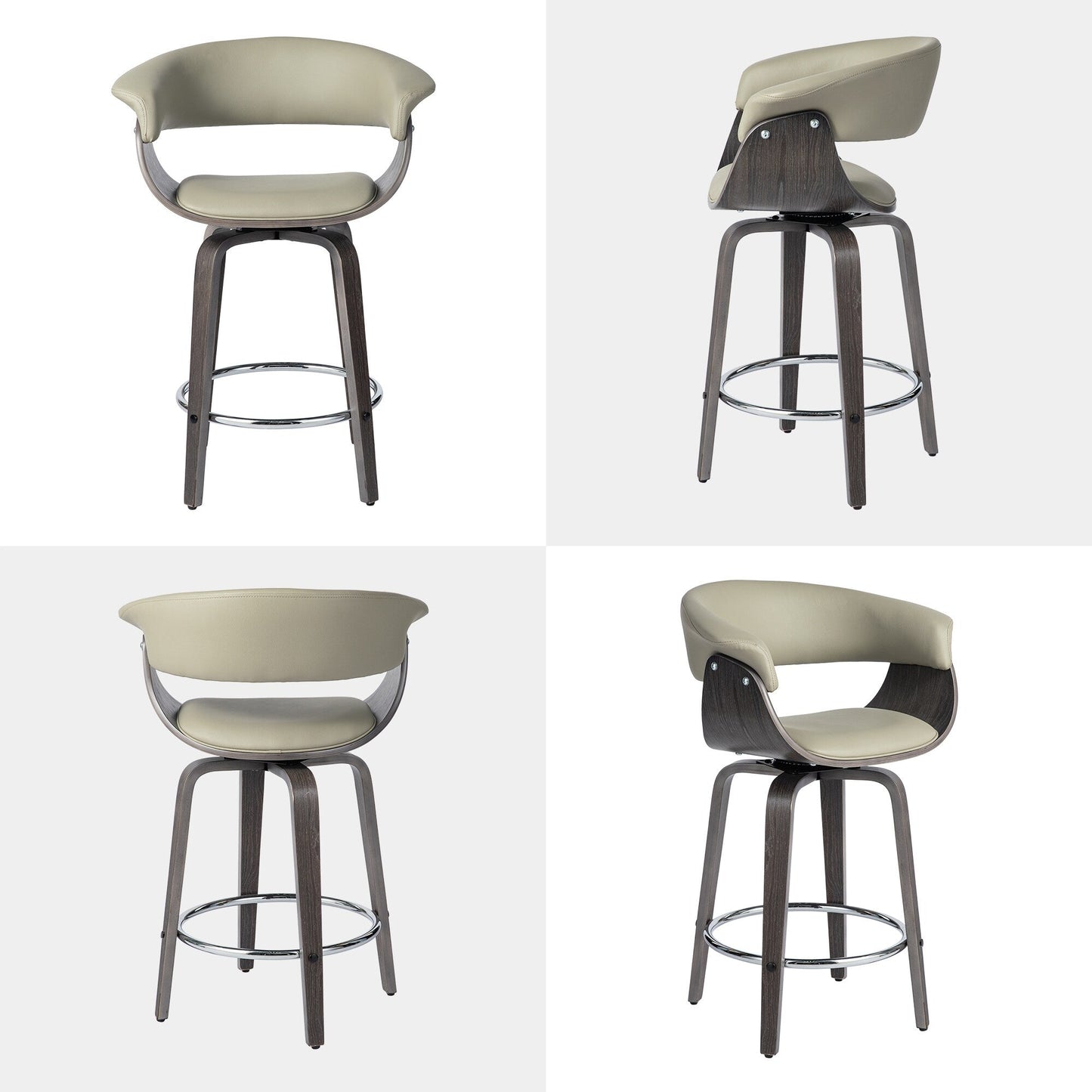 Glitzhome Set of 2 or 4 Modern Counter & Bar Height Wooden Swivel Bar Stools