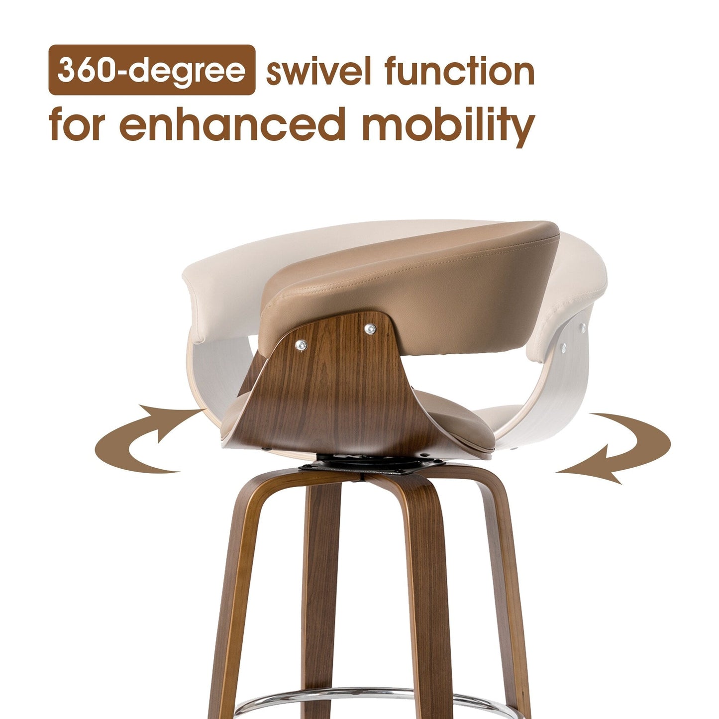 Glitzhome Set of 2 or 4 Modern Counter & Bar Height Wooden Swivel Bar Stools