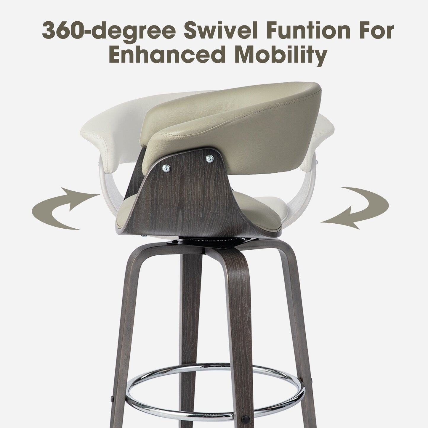 Glitzhome Set of 2 or 4 Modern Counter & Bar Height Wooden Swivel Bar Stools