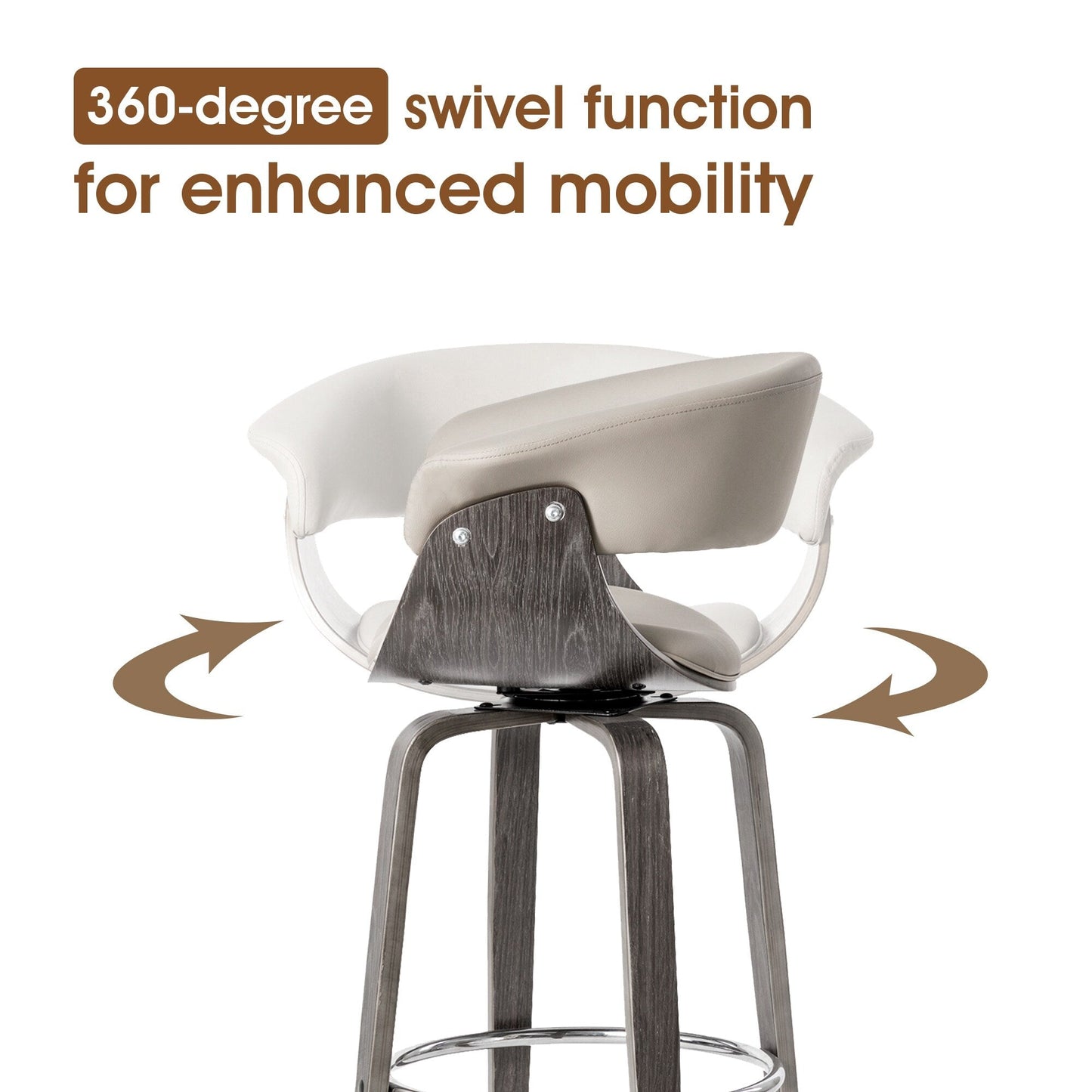 Glitzhome Set of 2 or 4 Modern Counter & Bar Height Wooden Swivel Bar Stools