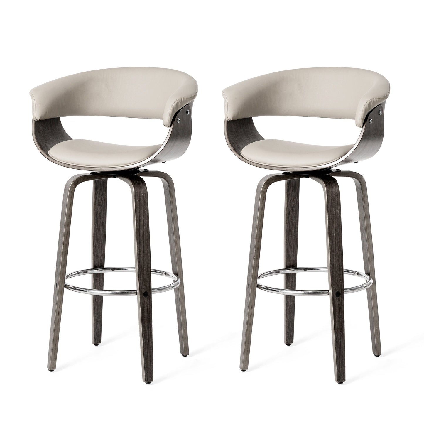 Glitzhome Set of 2 or 4 Modern Counter & Bar Height Wooden Swivel Bar Stools