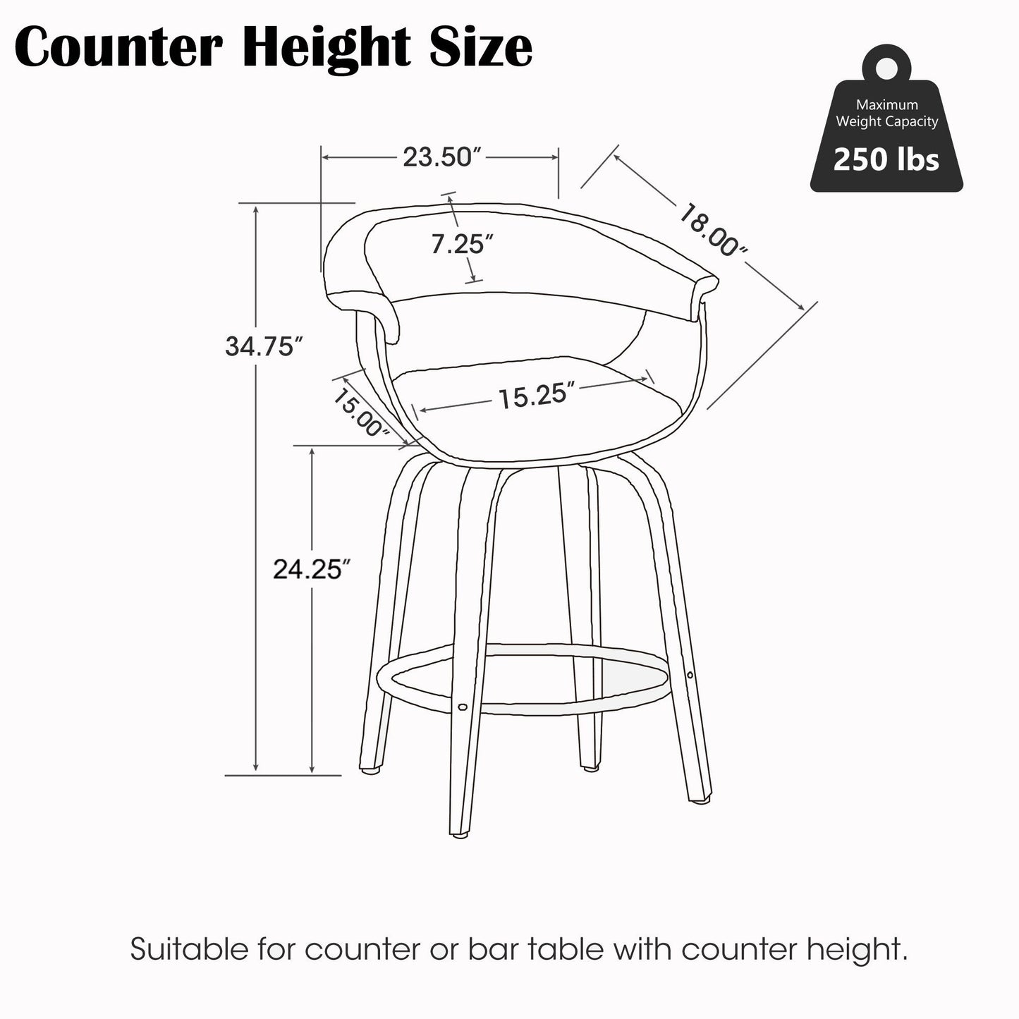 Glitzhome Set of 2 or 4 Modern Counter & Bar Height Wooden Swivel Bar Stools