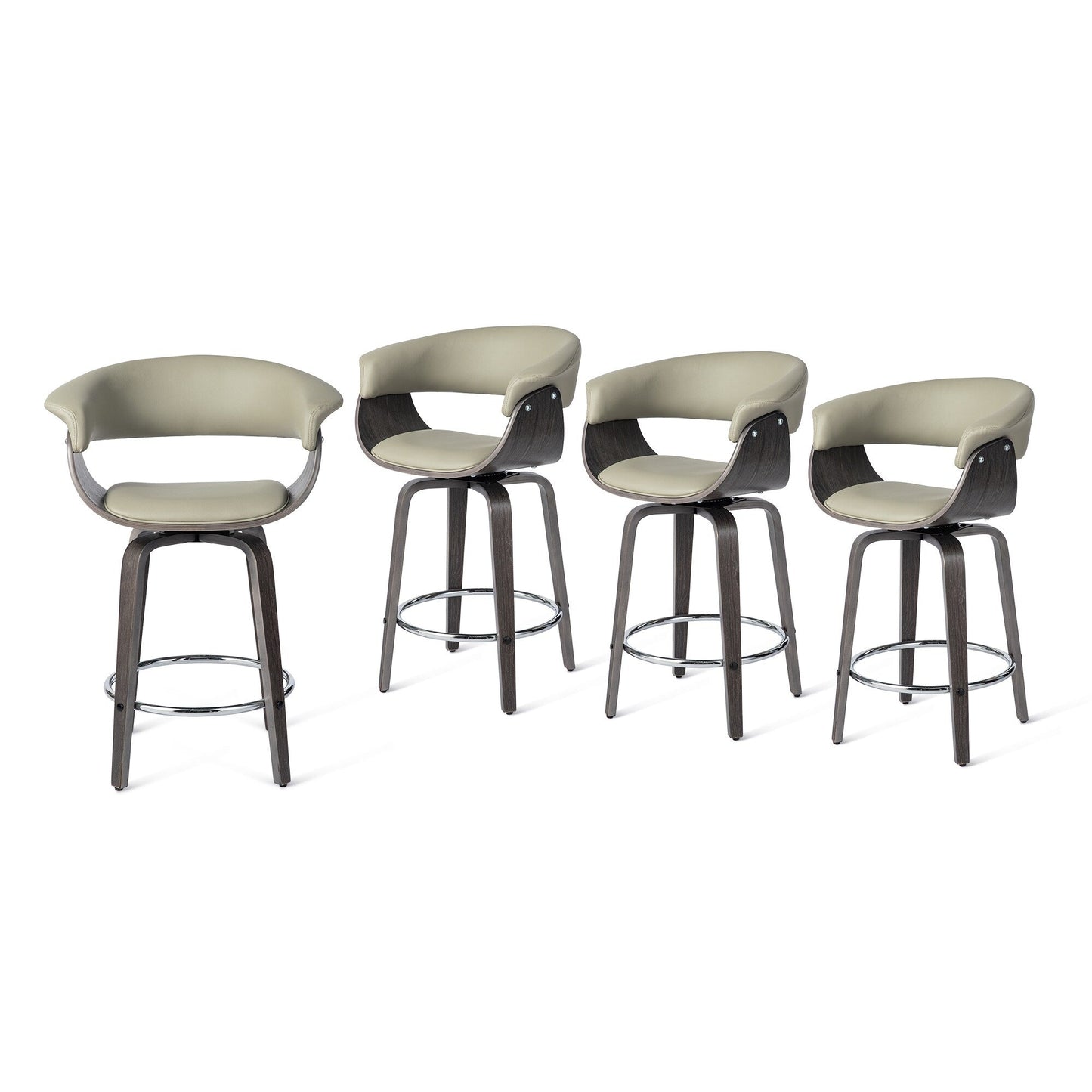 Glitzhome Set of 2 or 4 Modern Counter & Bar Height Wooden Swivel Bar Stools