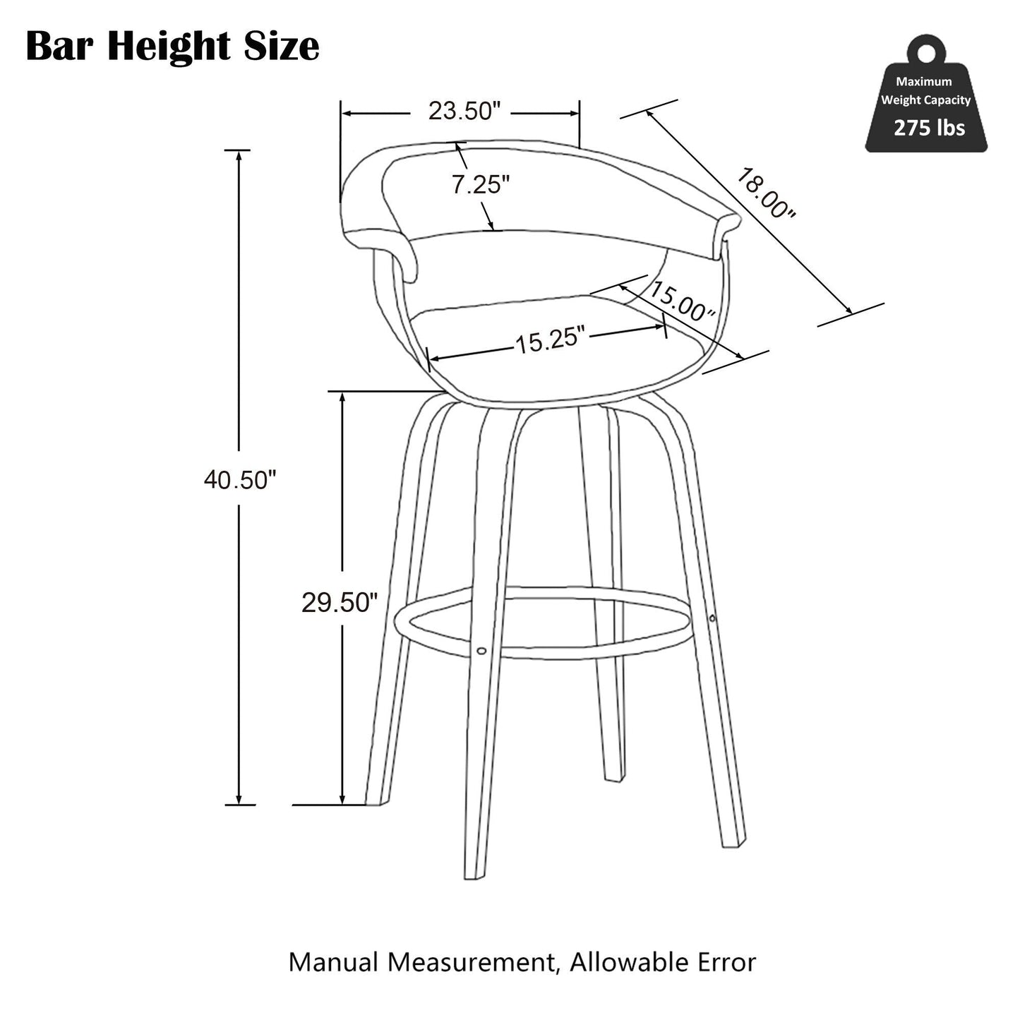 Glitzhome Set of 2 or 4 Modern Counter & Bar Height Wooden Swivel Bar Stools
