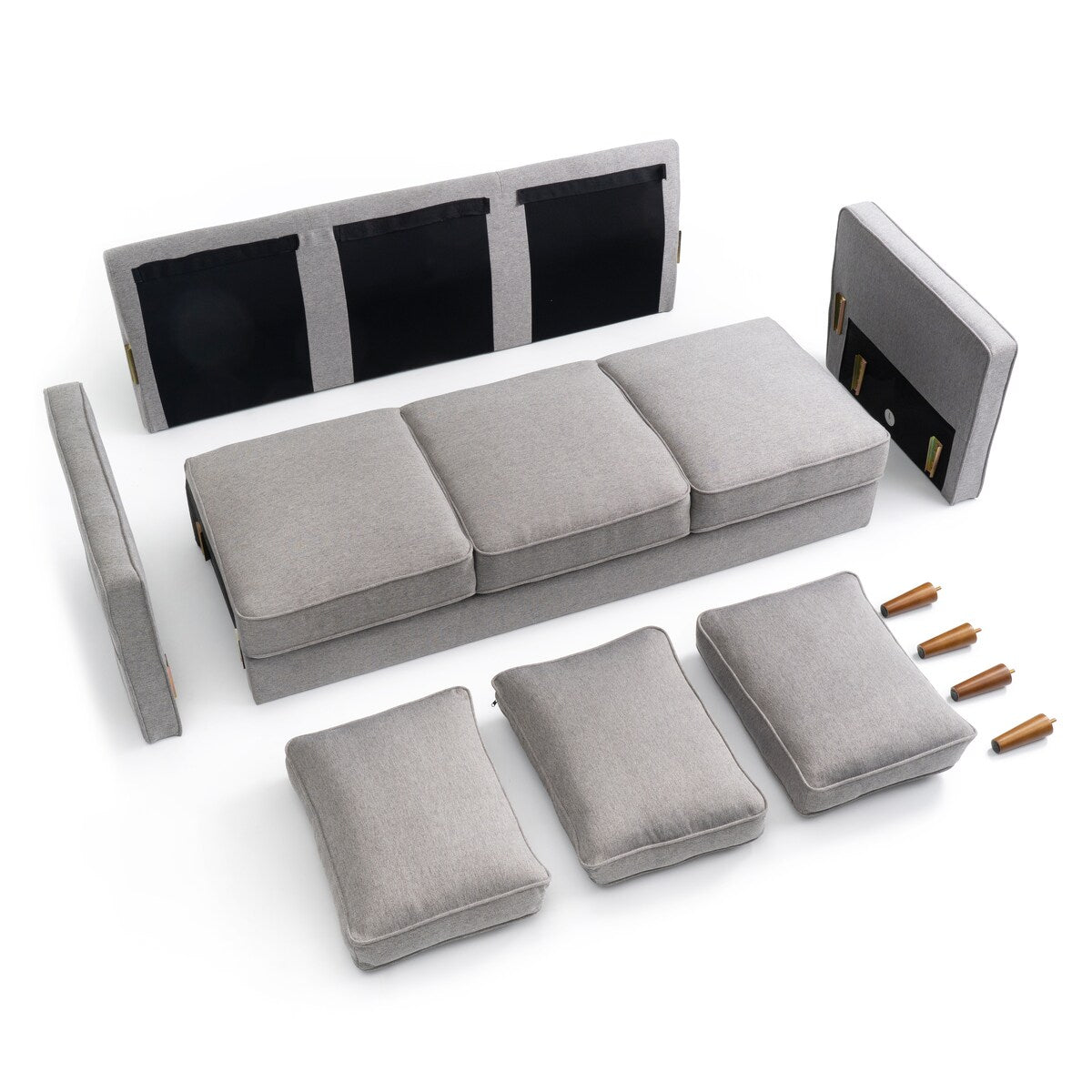 Canapé moderne en lin HANA avec accoudoirs à poches par Crown Comfort