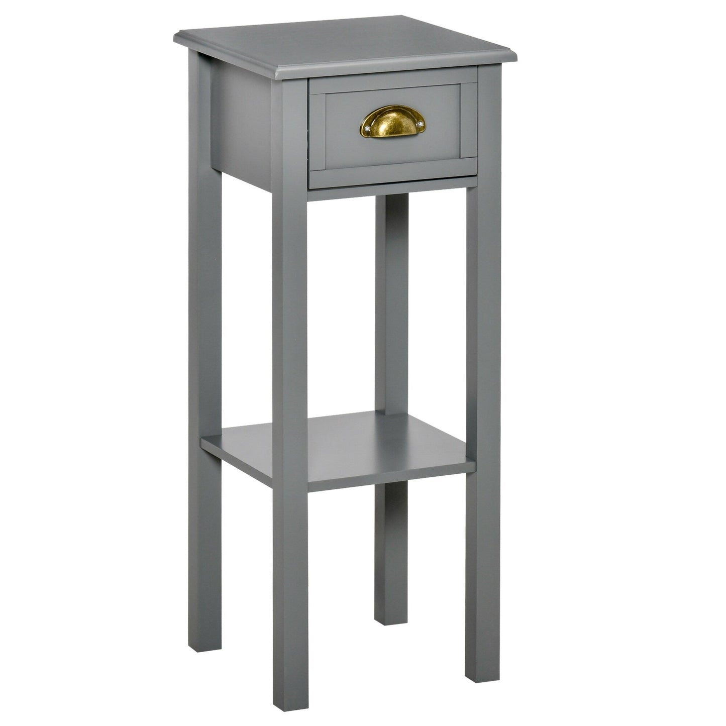 HOMCOM 2-Tier Night Stand with Drawer, Narrow End Table with Bottom Shelf, for Living Room or Bedroom
