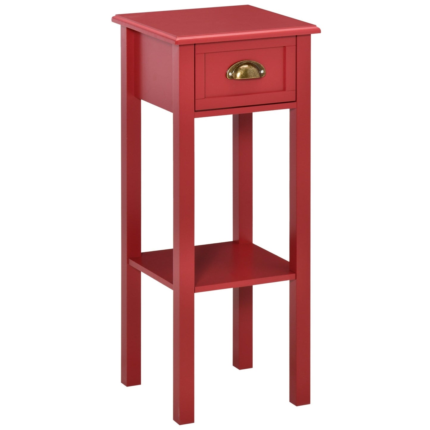HOMCOM 2-Tier Night Stand with Drawer, Narrow End Table with Bottom Shelf, for Living Room or Bedroom