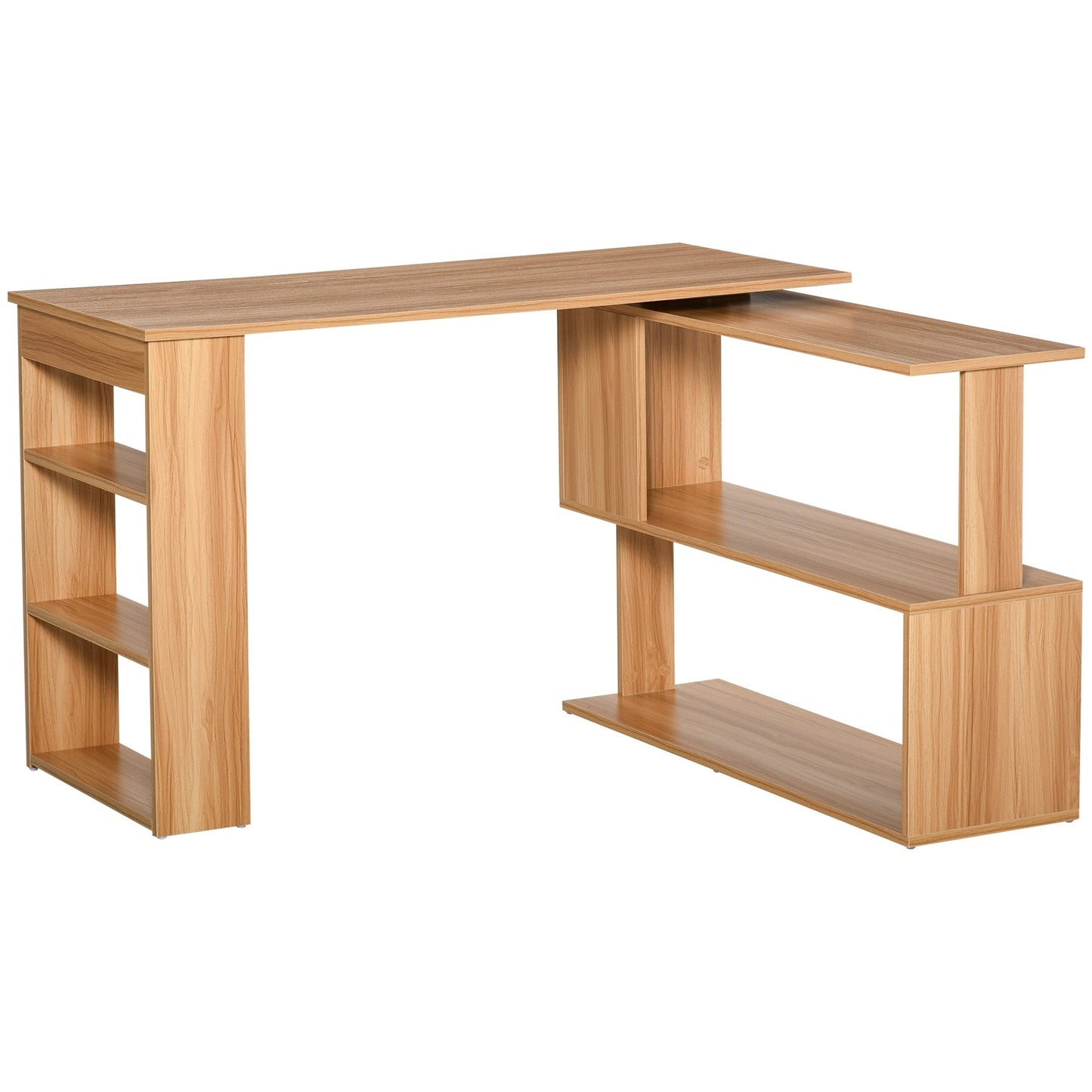 HomCom Modern L Shaped Rotating Computer Desk with Bookshelves