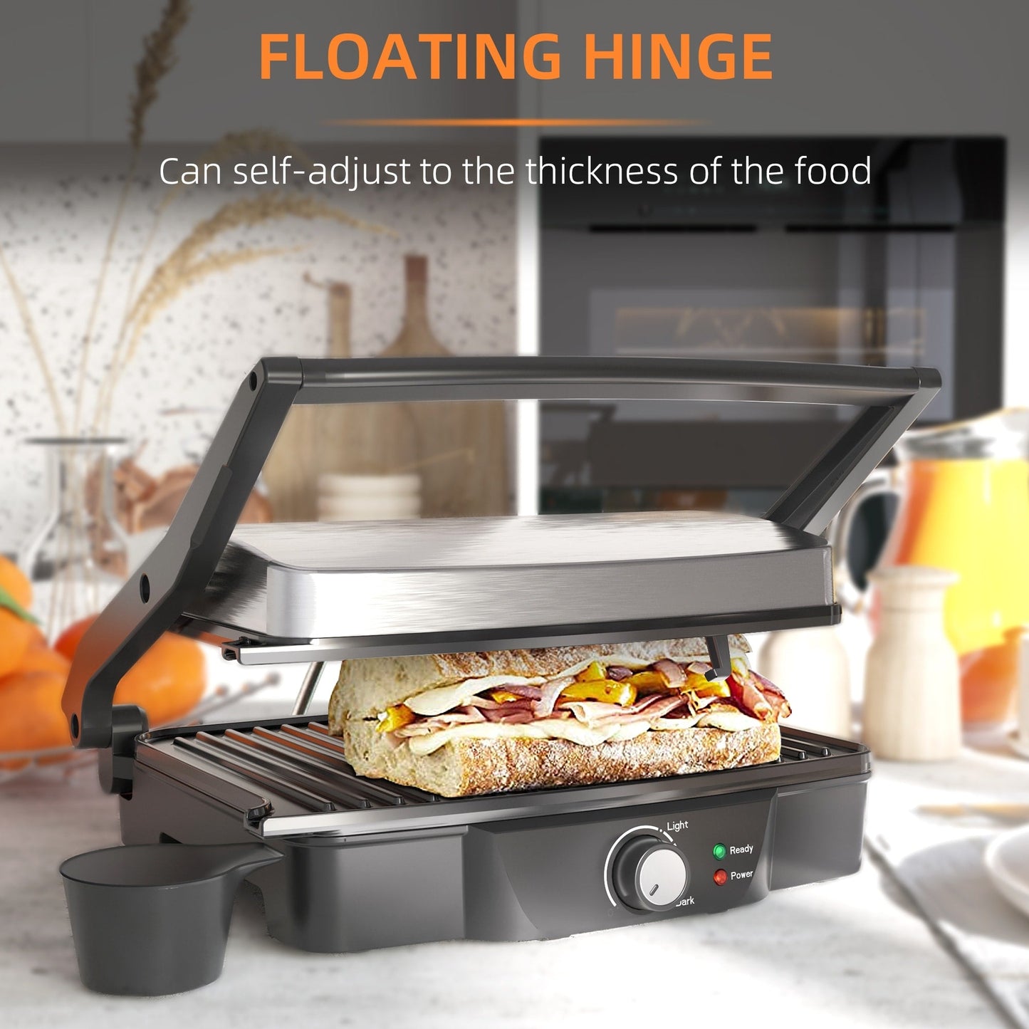 HOMCOM Large Panini Press Sandwich Maker and Grill, Cooking Gift - 13.75 L x 12.75 W x 4.75 H