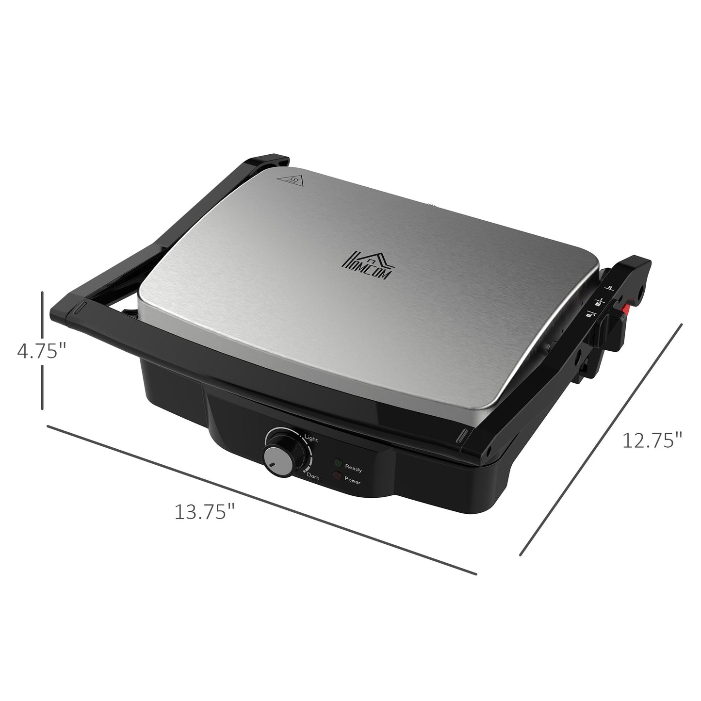 HOMCOM Large Panini Press Sandwich Maker and Grill, Cooking Gift - 13.75 L x 12.75 W x 4.75 H