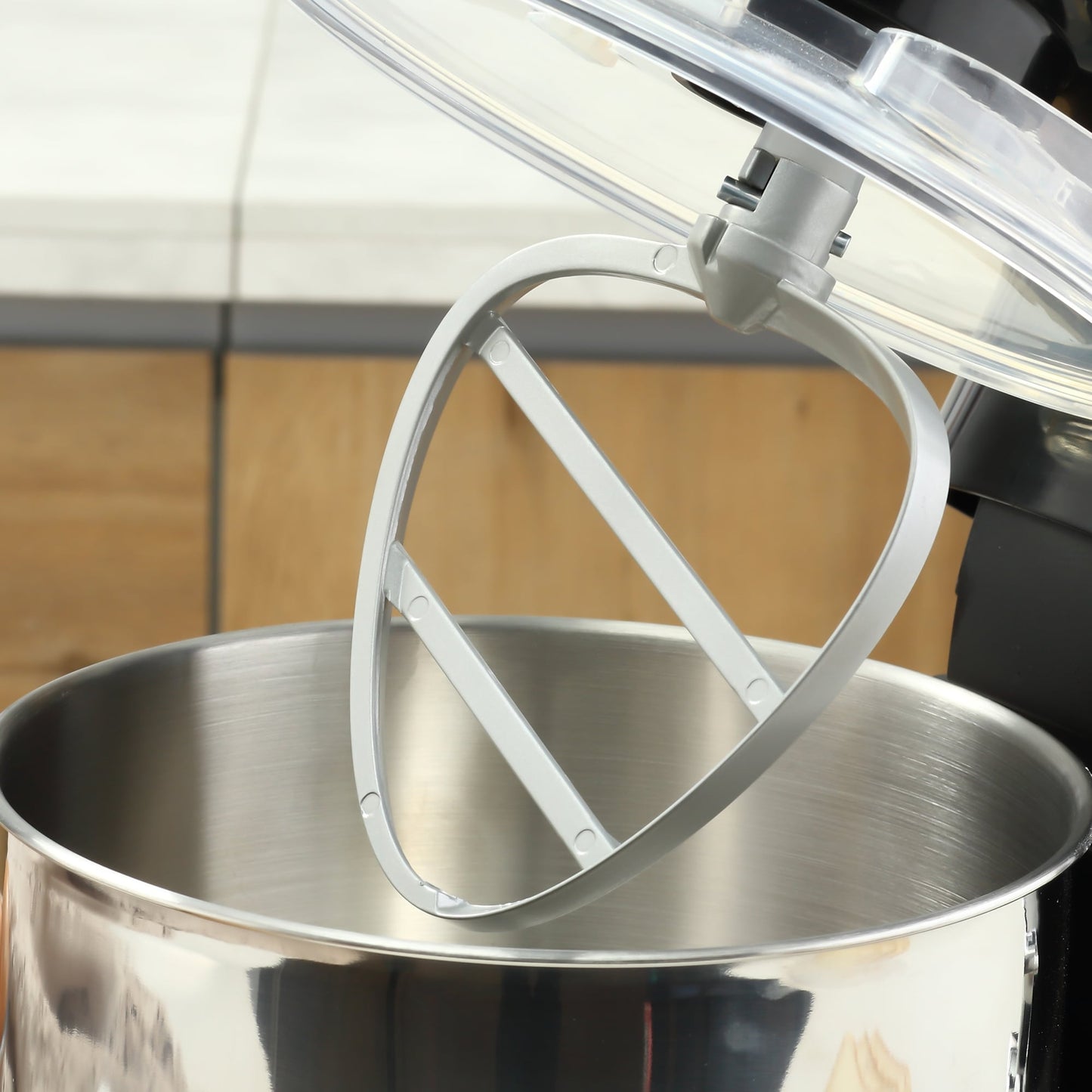 HOMCOM Stand Mixer with Splash Guard, Electric Hand Mixer Set with 6 qt. Large Mixing Bowl - 15 x 7.25 x 13.5