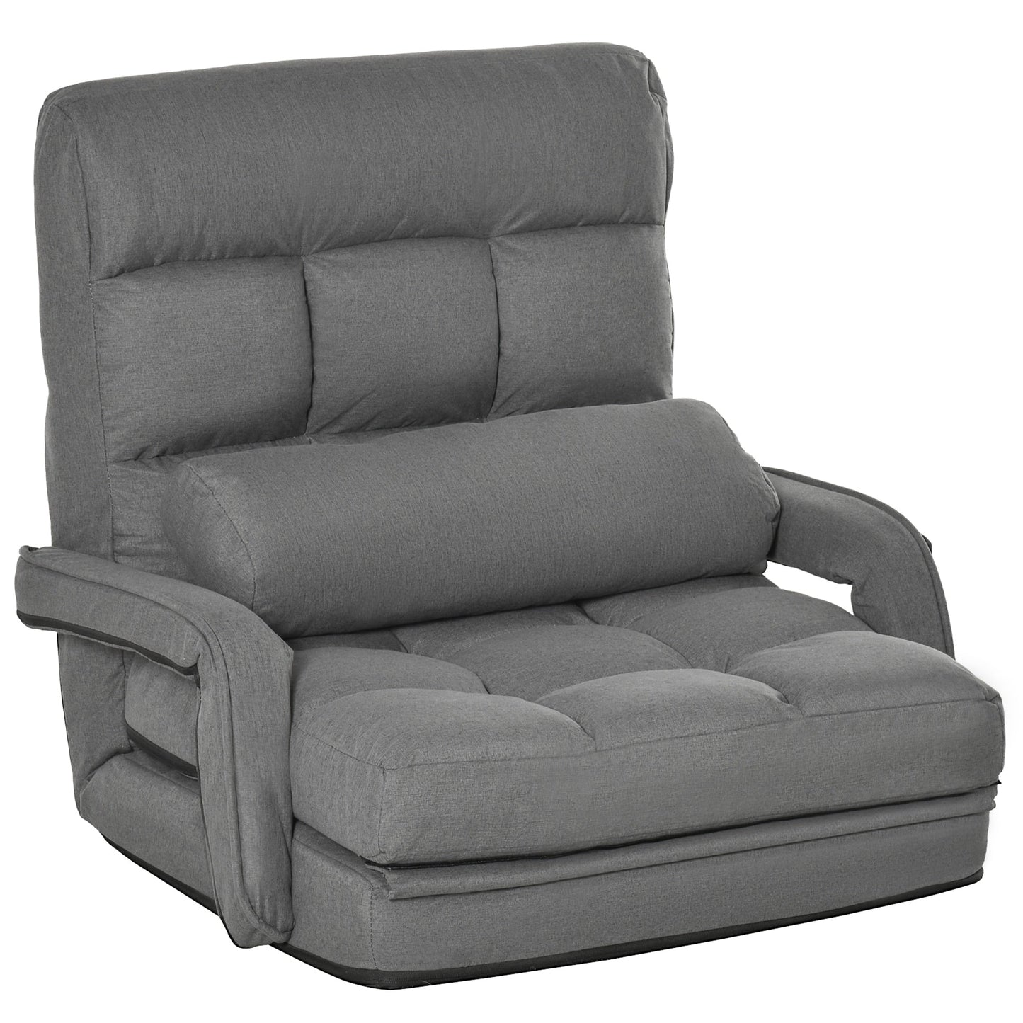 Canapé-lit convertible HOMCOM, fauteuil inclinable rembourré avec coussin pour salon, chambre à coucher, gris