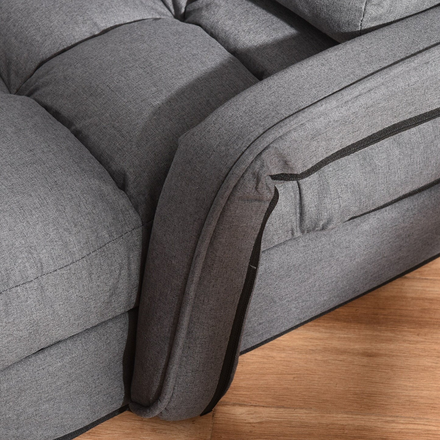 Canapé-lit convertible HOMCOM, fauteuil inclinable rembourré avec coussin pour salon, chambre à coucher, gris