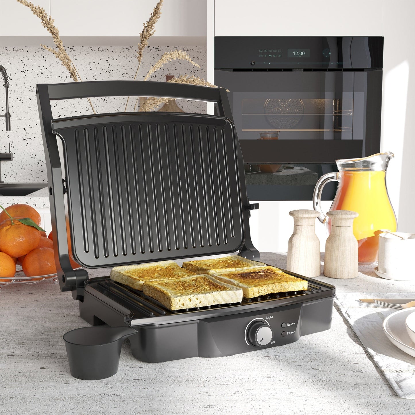 HOMCOM Large Panini Press Sandwich Maker and Grill, Cooking Gift - 13.75 L x 12.75 W x 4.75 H