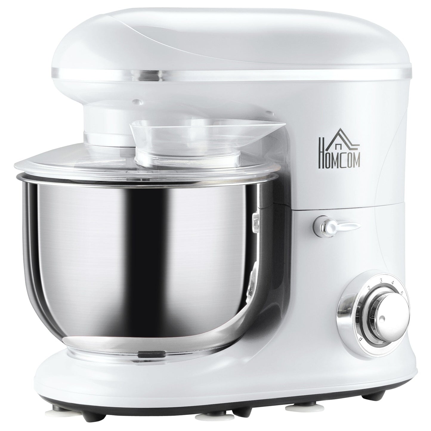 HOMCOM Stand Mixer with Splash Guard, Electric Hand Mixer Set with 6 qt. Large Mixing Bowl - 14.5 x 9 x 14.5