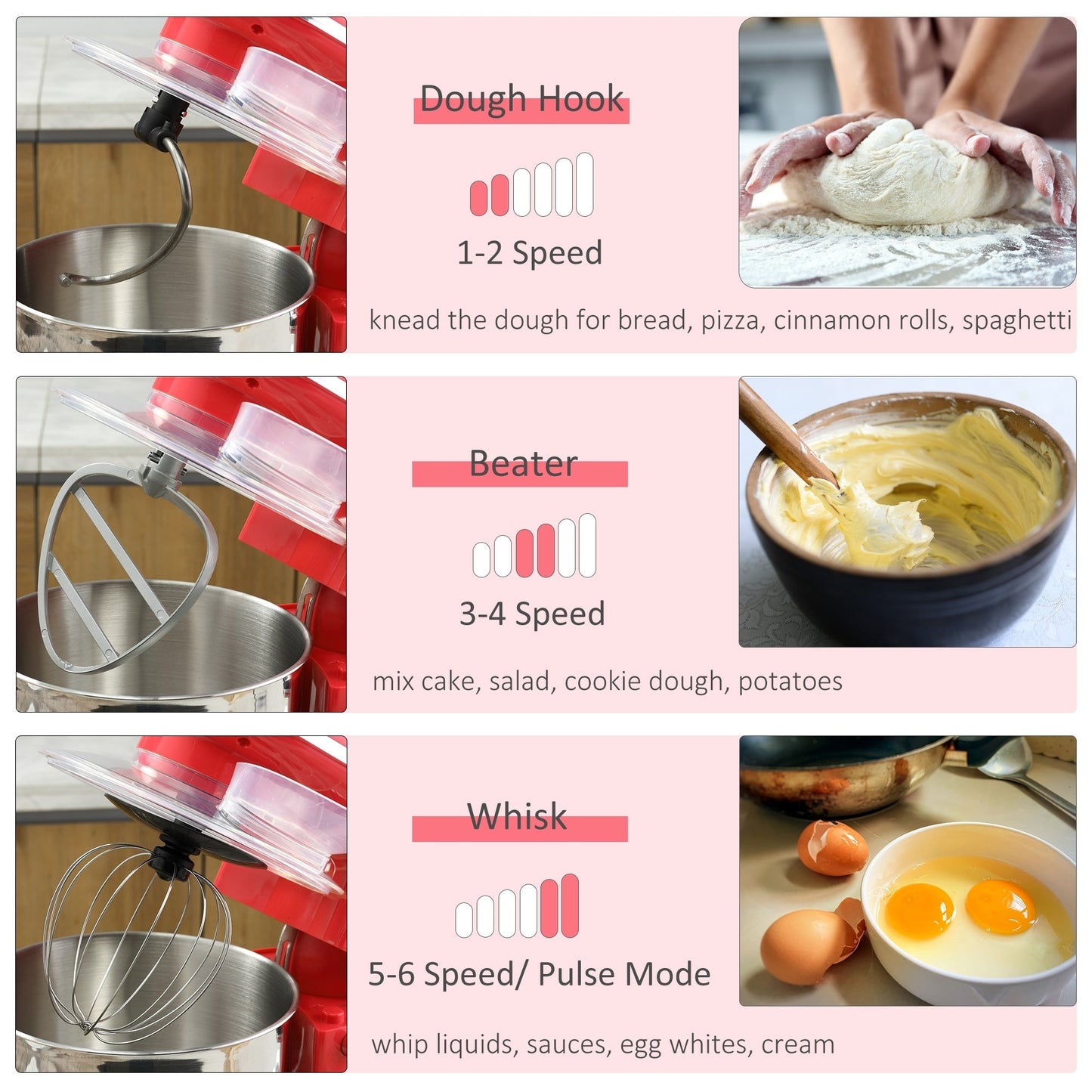 HOMCOM Stand Mixer with Splash Guard, Electric Hand Mixer Set with 6 qt. Large Mixing Bowl - 14.5 x 9 x 14.5