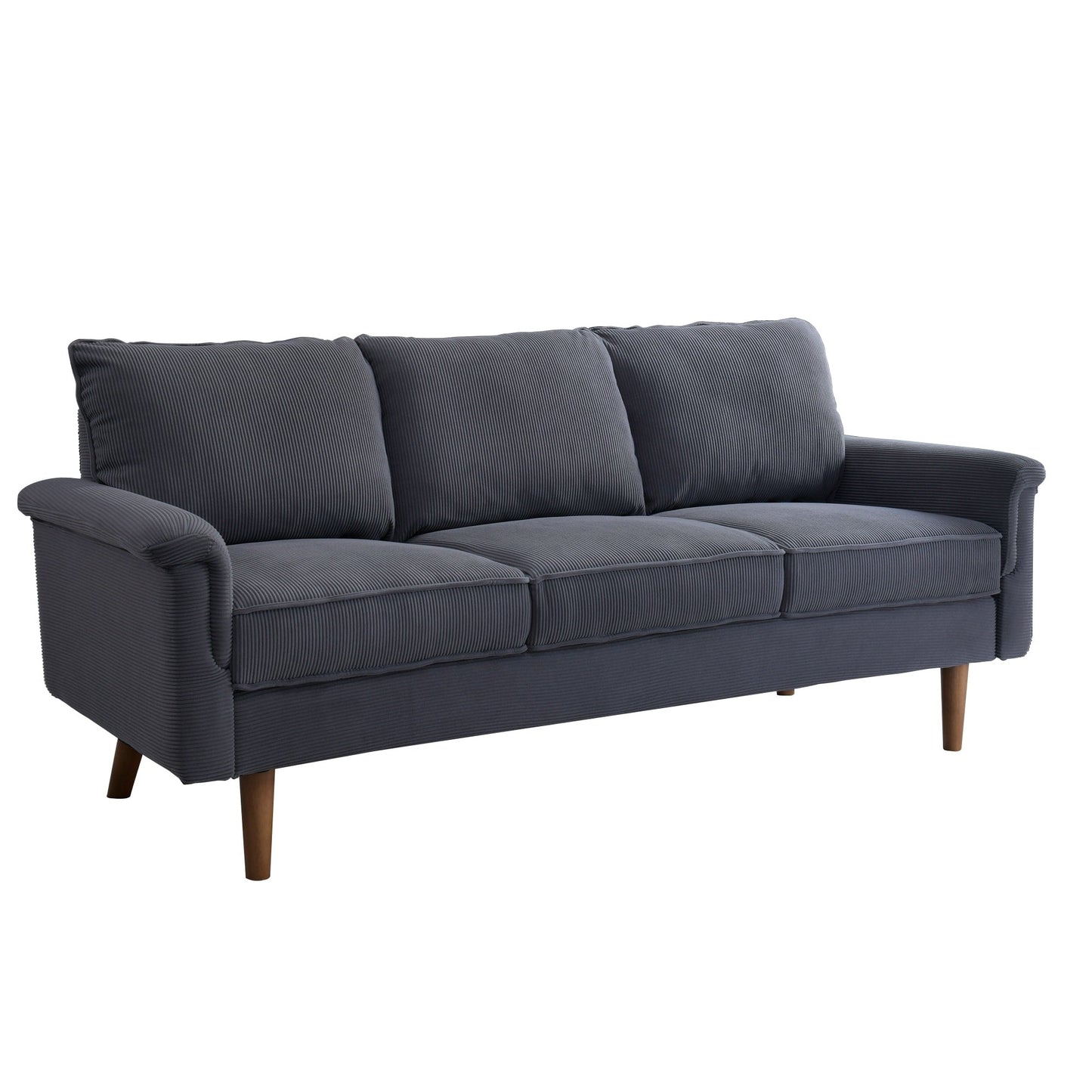 Canapé 3 places moderne en tissu polyester avec accoudoirs larges