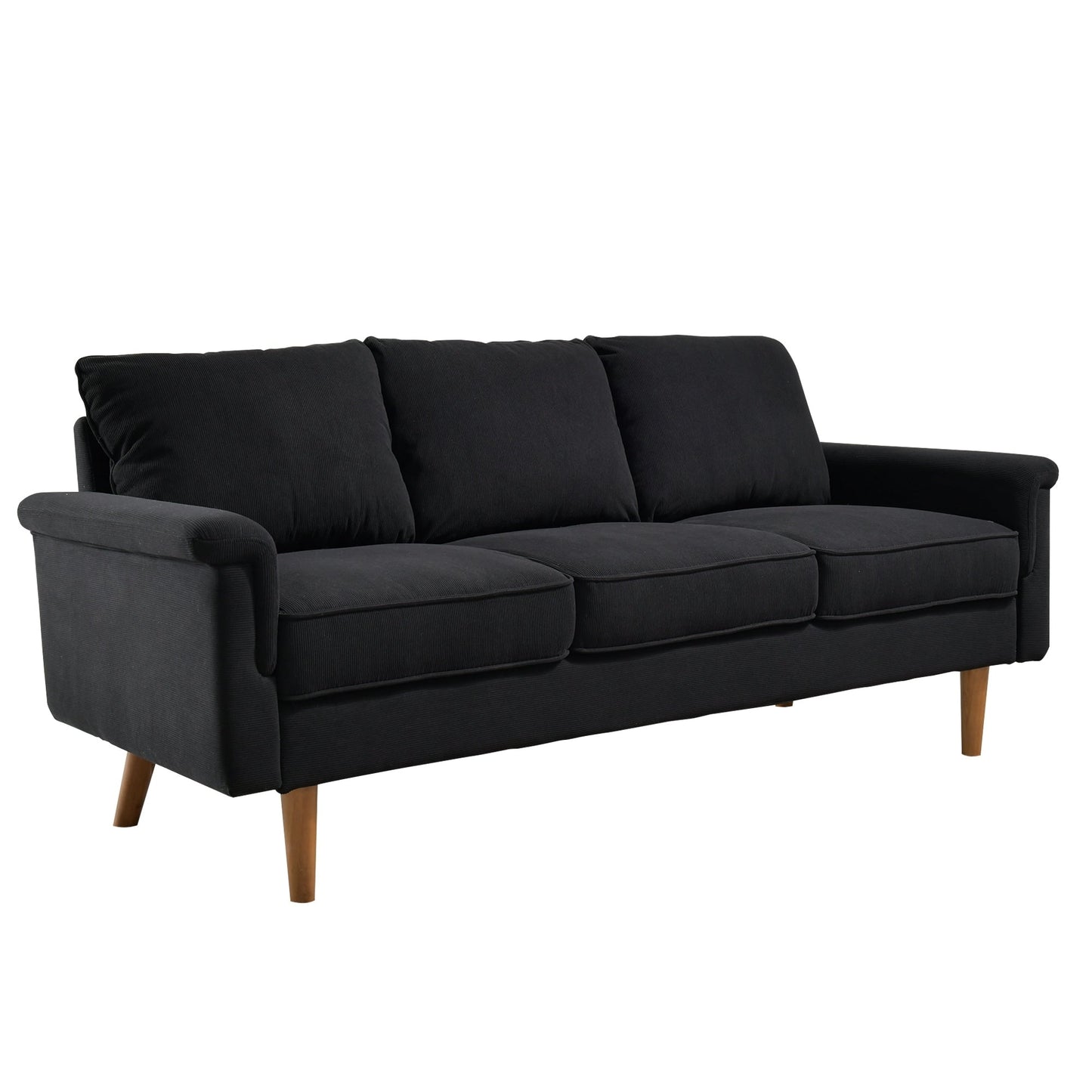 Canapé 3 places moderne en tissu polyester avec accoudoirs larges