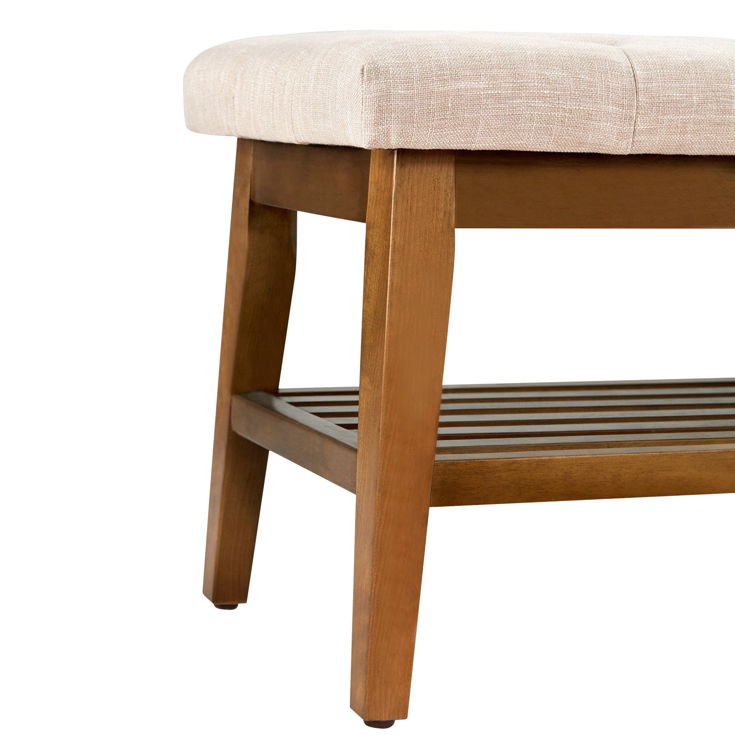 Entryway Shoe Bench Storage Bench Fabric Solid Wood, 43-inch Upholstered Bench for Living Room, Bedrooms