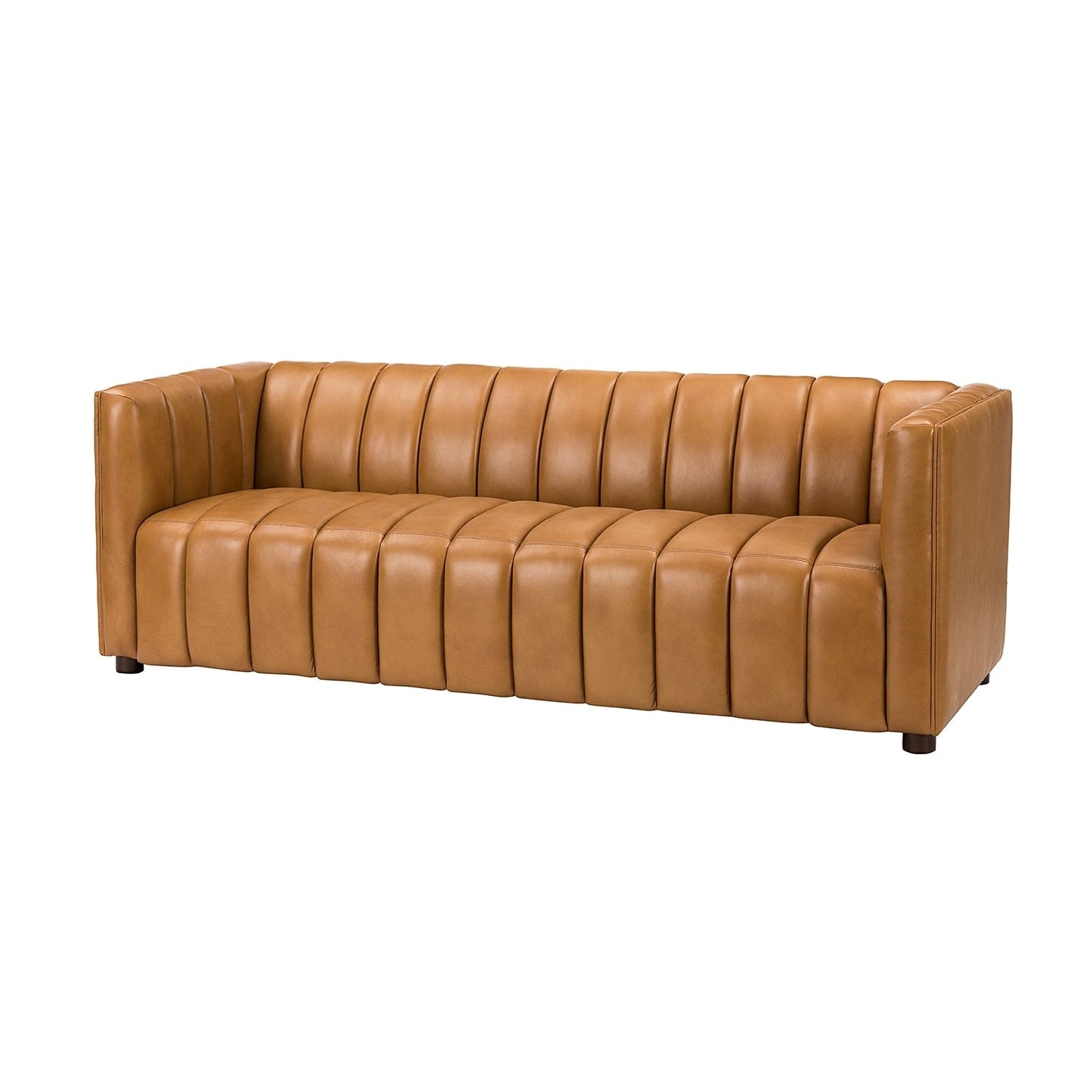 Canapé incurvé moderne Olinto en cuir véritable de 83 pouces avec dossier à canaux par HULALA HOME