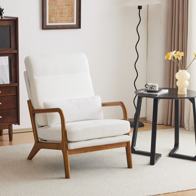 High Back Solid Wood Armrest Backrest Leisure Chair Accent Chair