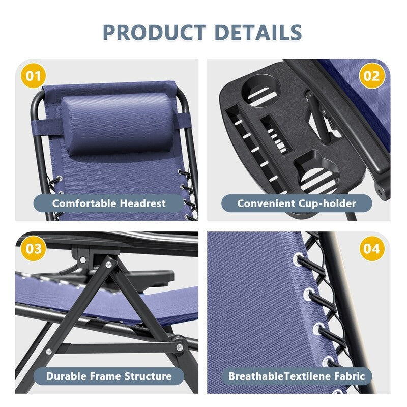 Homall Patio Zero Gravity Chair Lawn Lounge Chair with Pillow Set of 2