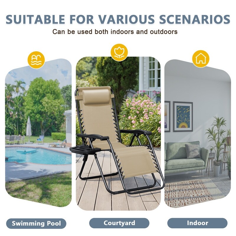 Homall Patio Zero Gravity Chair Lawn Lounge Chair with Pillow Set of 2
