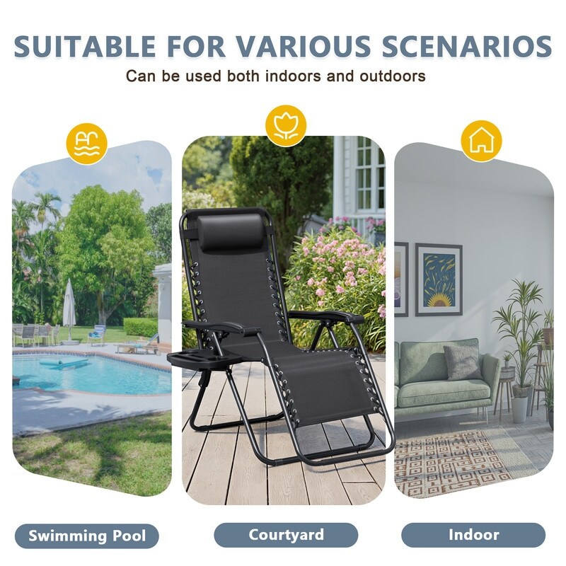 Homall Patio Zero Gravity Chair Lawn Lounge Chair with Pillow Set of 2