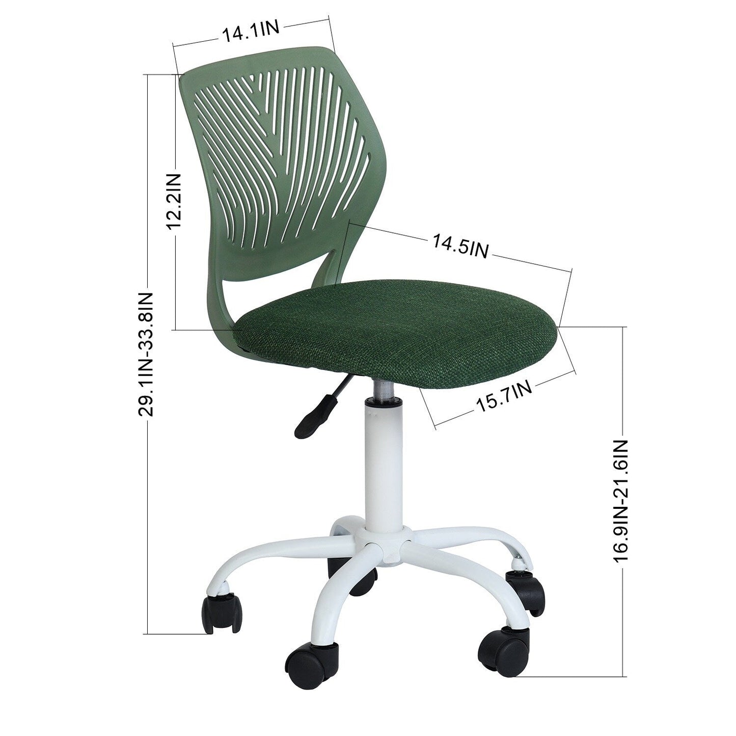 HomyLin Armless Swivel Kids Desk Chair with Mesh Padded Seating