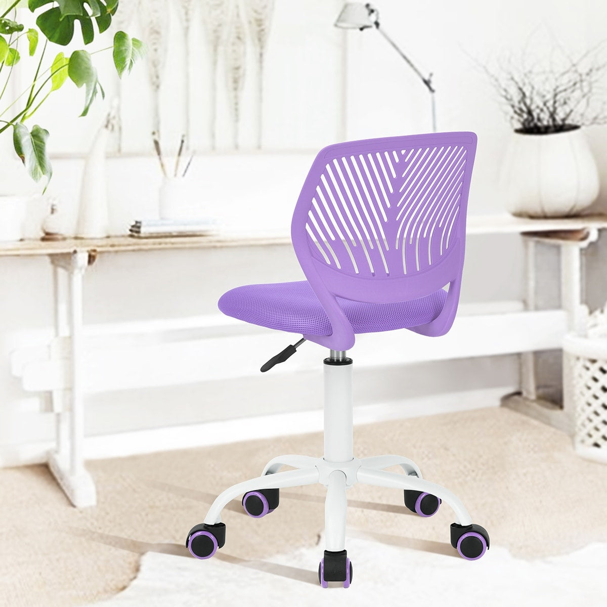 HomyLin Armless Swivel Kids Desk Chair with Mesh Padded Seating