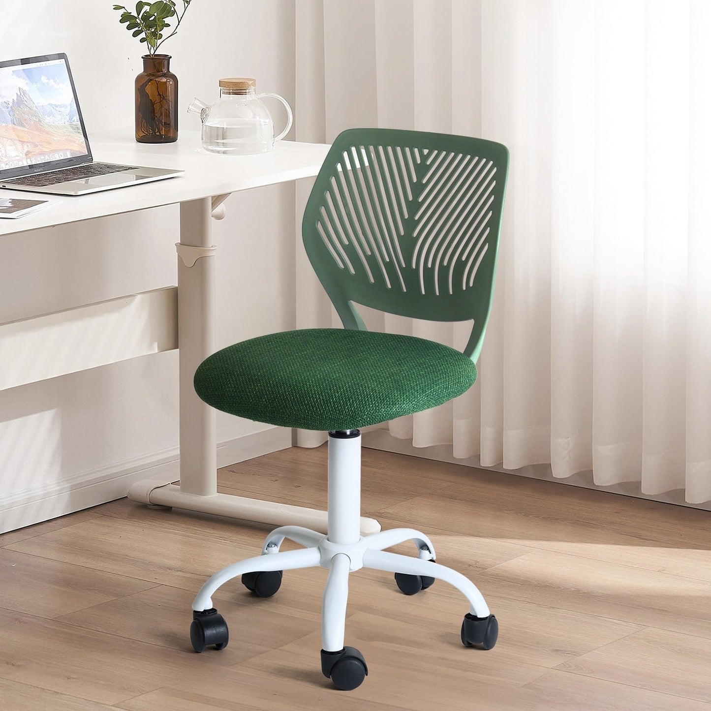 HomyLin Armless Swivel Kids Desk Chair with Mesh Padded Seating