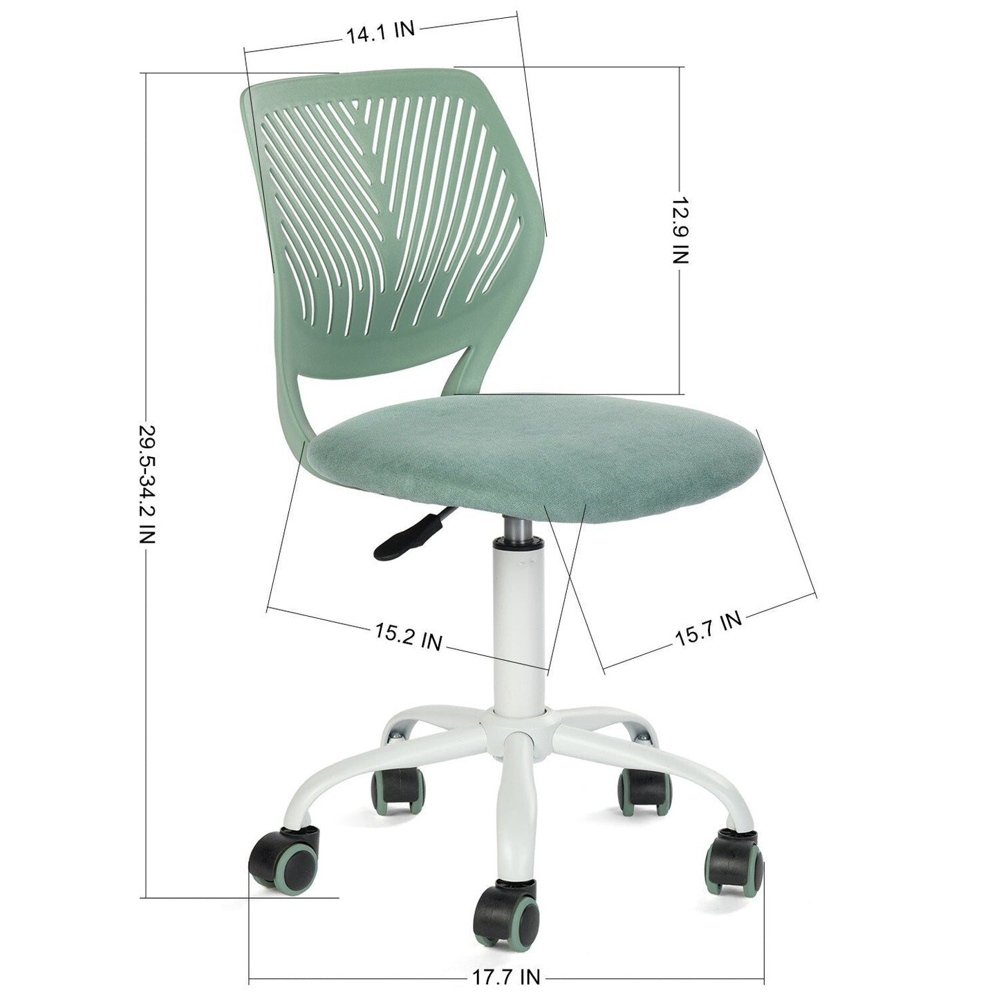 HomyLin Armless Swivel Kids Desk Chair with Mesh Padded Seating