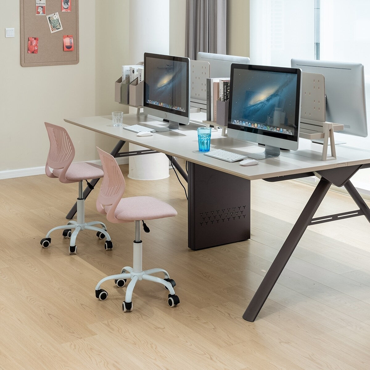 HomyLin Armless Swivel Kids Desk Chair with Mesh Padded Seating