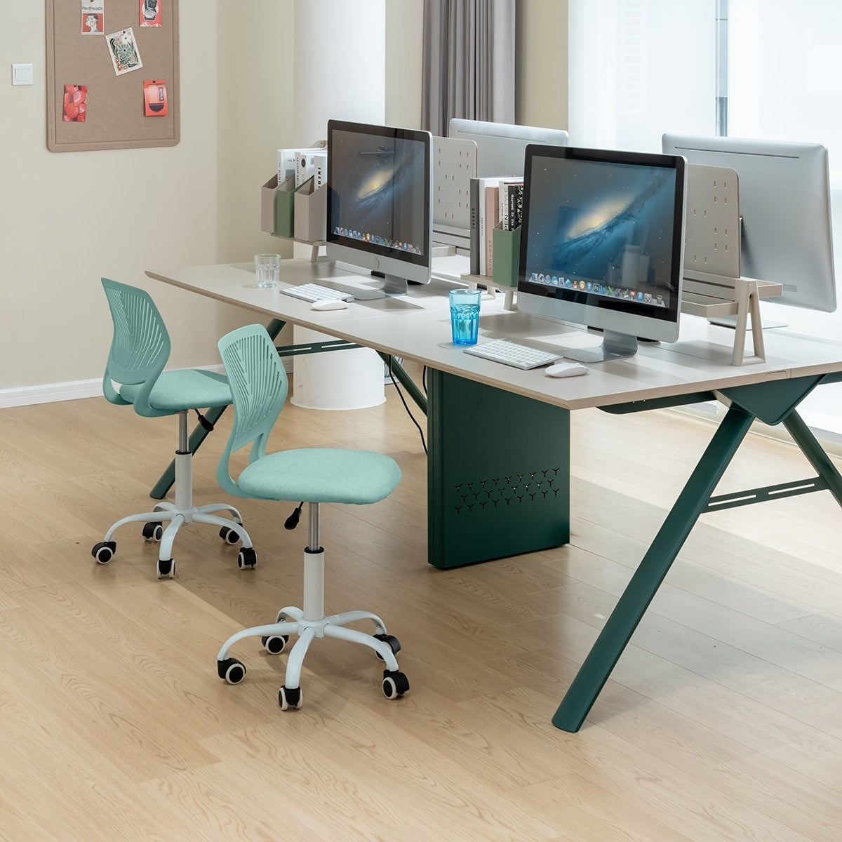 HomyLin Armless Swivel Kids Desk Chair with Mesh Padded Seating