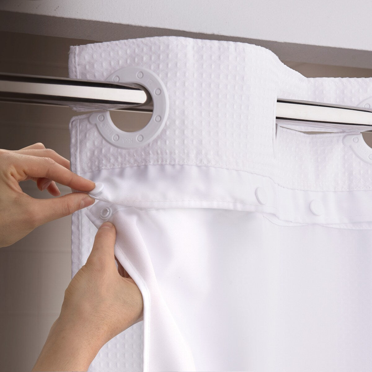 Hookless It's A Snap Snap-in Fabric Water Resistant Shower Curtain Replacement Liner for Hookless Curtain