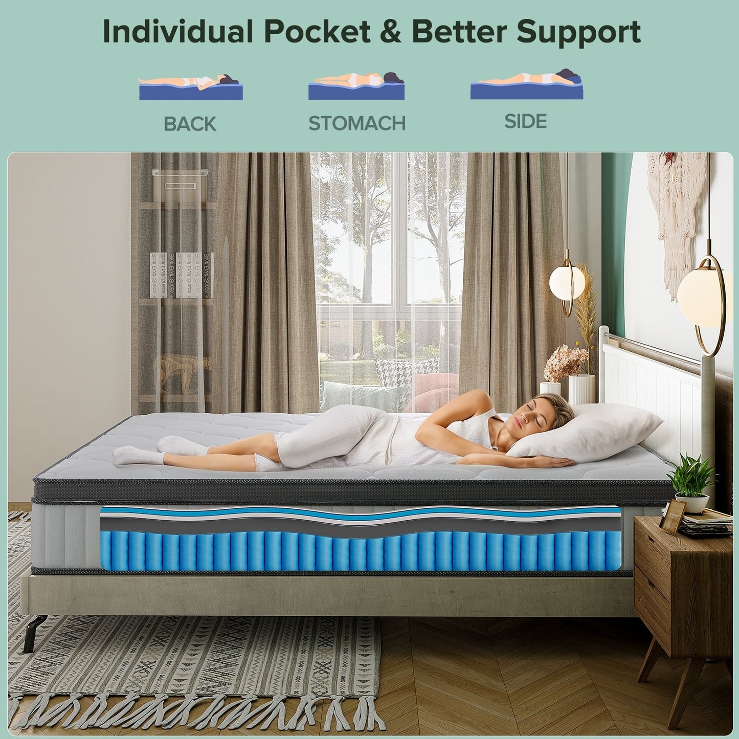 SweDrea 12 in. Medium Hybrid Memory Foam Mattress with CertiPUR-US and Oeko-TEX , Featuring Bamboo Charcoal Absorption.