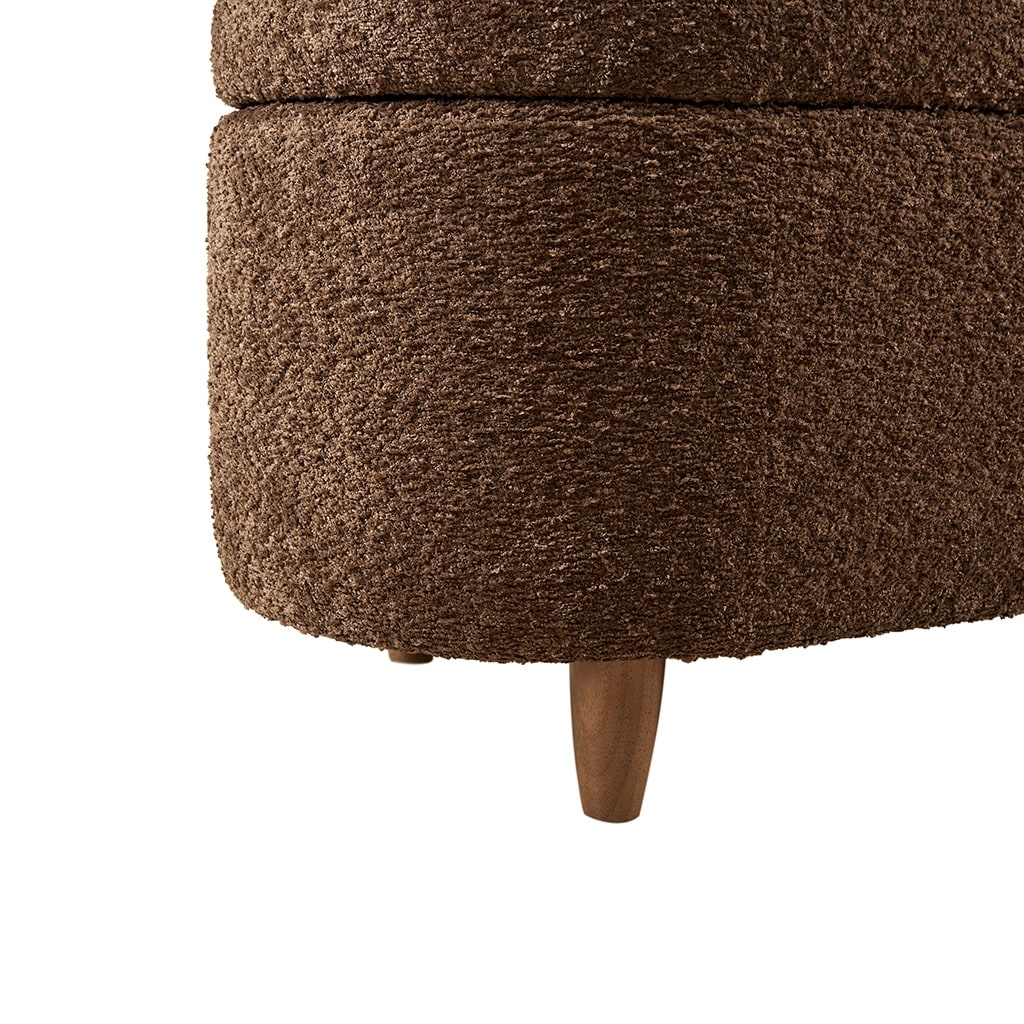 INK IVY Bailey Boucle-Style Curved Storage Accent Bench