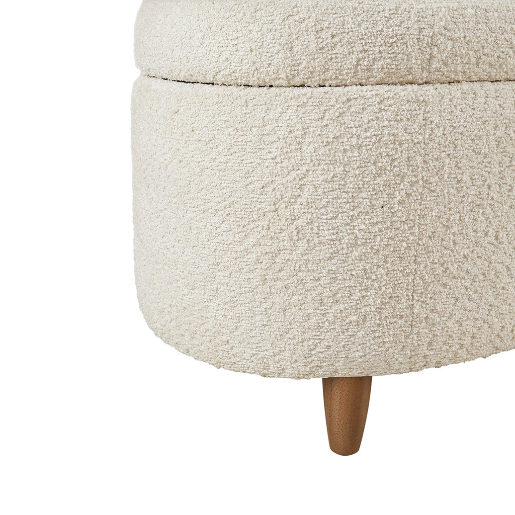 INK IVY Bailey Boucle-Style Curved Storage Accent Bench