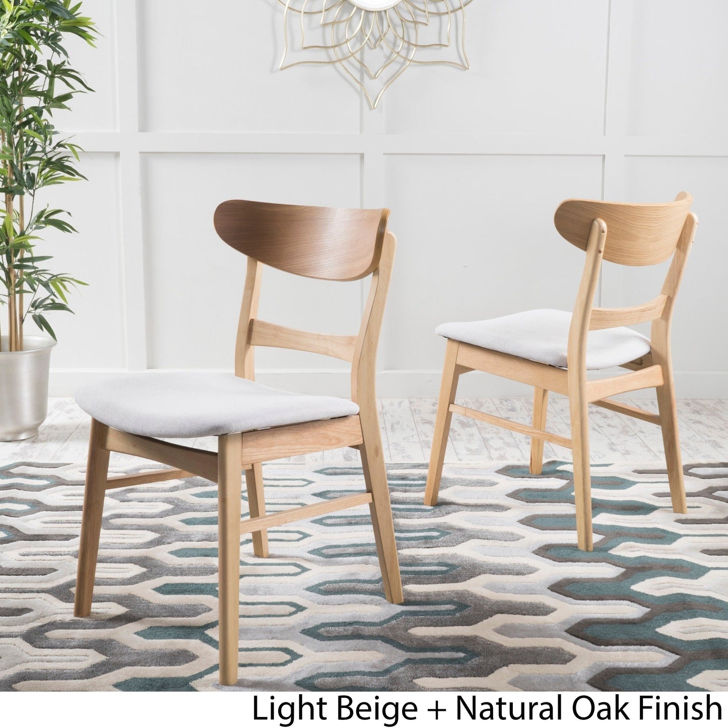 Abrielle Mid-Century Modern Upholstered Rubberwood Dining Chair (Set of 2) by Christopher Knight Home