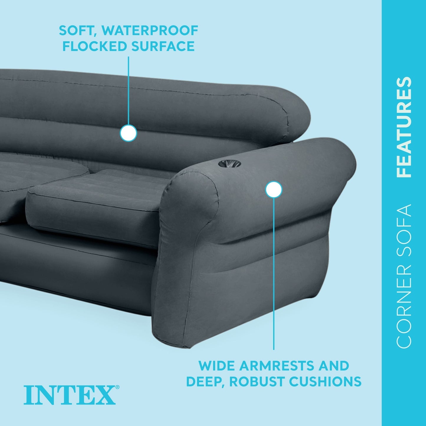 Canapé d'angle gonflable Intex, beige