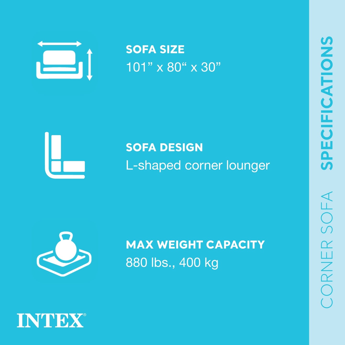 Canapé d'angle gonflable Intex, beige
