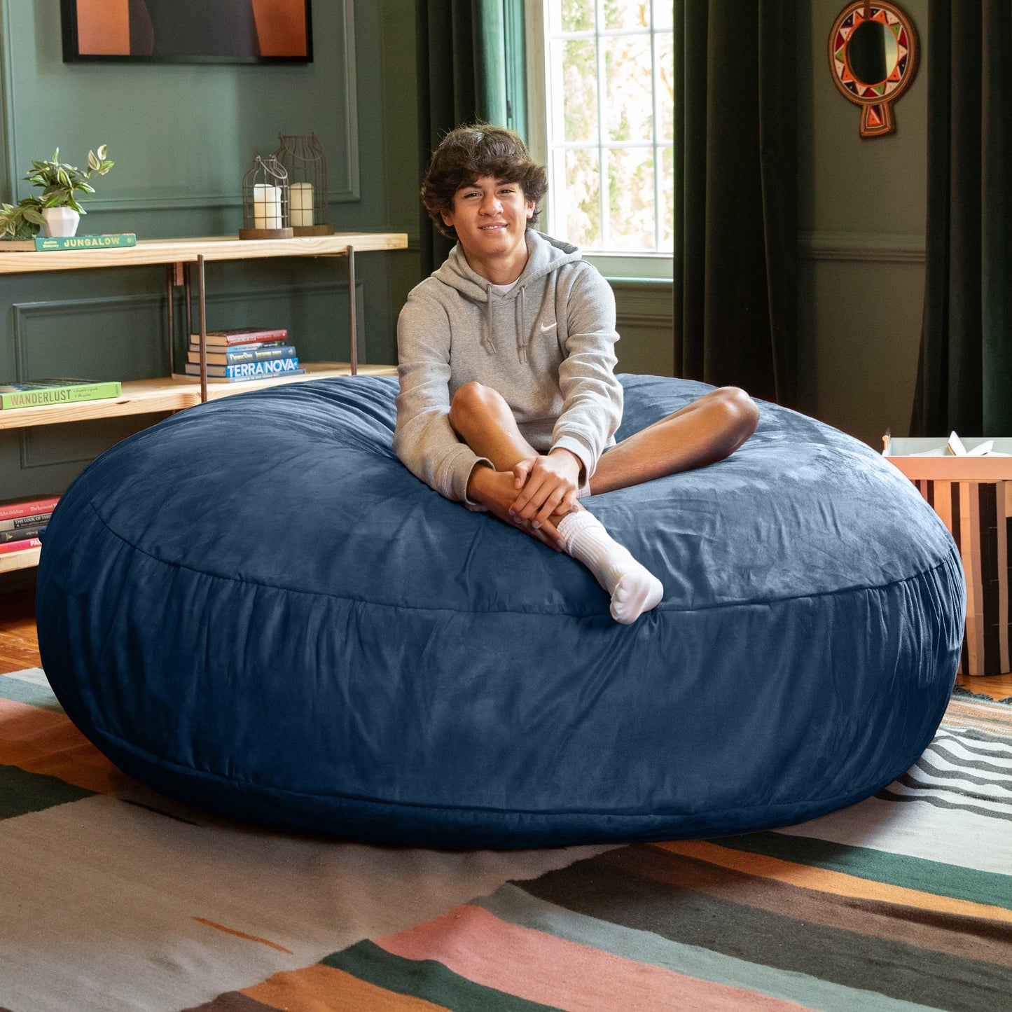 Jaxx 6 Foot Cocoon - 2-in-1 Giant Bean Bag Chair for Adults & Convertible Bean Bag Bed
