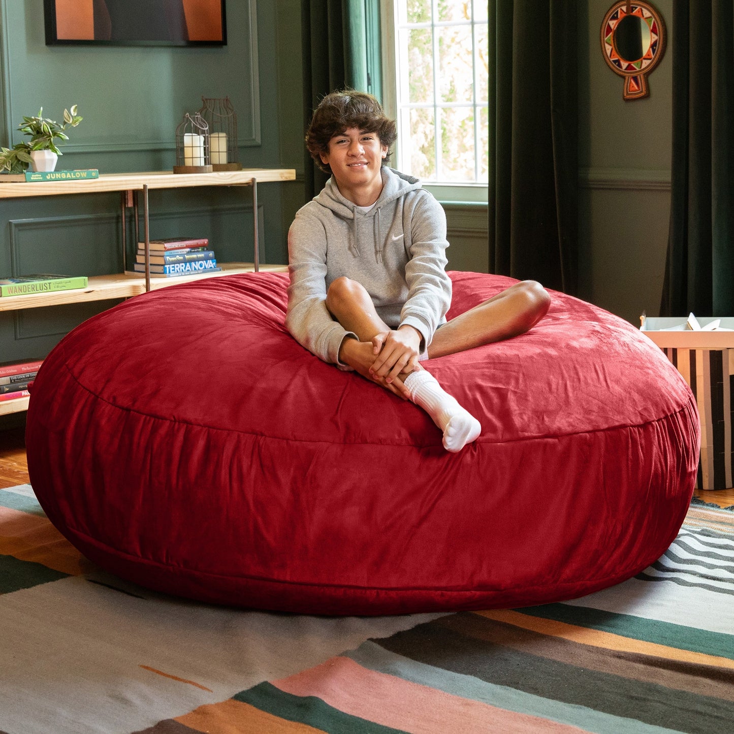 Jaxx 6 Foot Cocoon - 2-in-1 Giant Bean Bag Chair for Adults & Convertible Bean Bag Bed