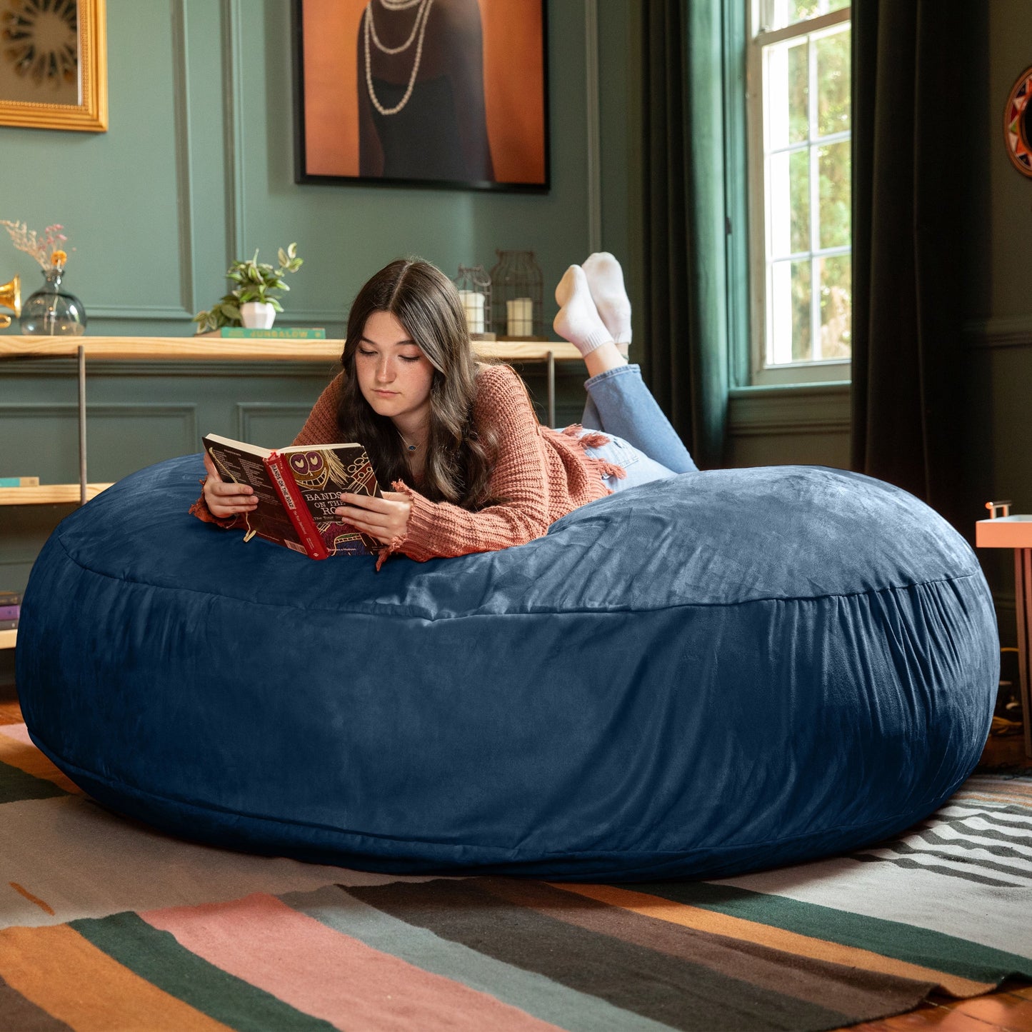 Jaxx 6 Foot Cocoon - 2-in-1 Giant Bean Bag Chair for Adults & Convertible Bean Bag Bed