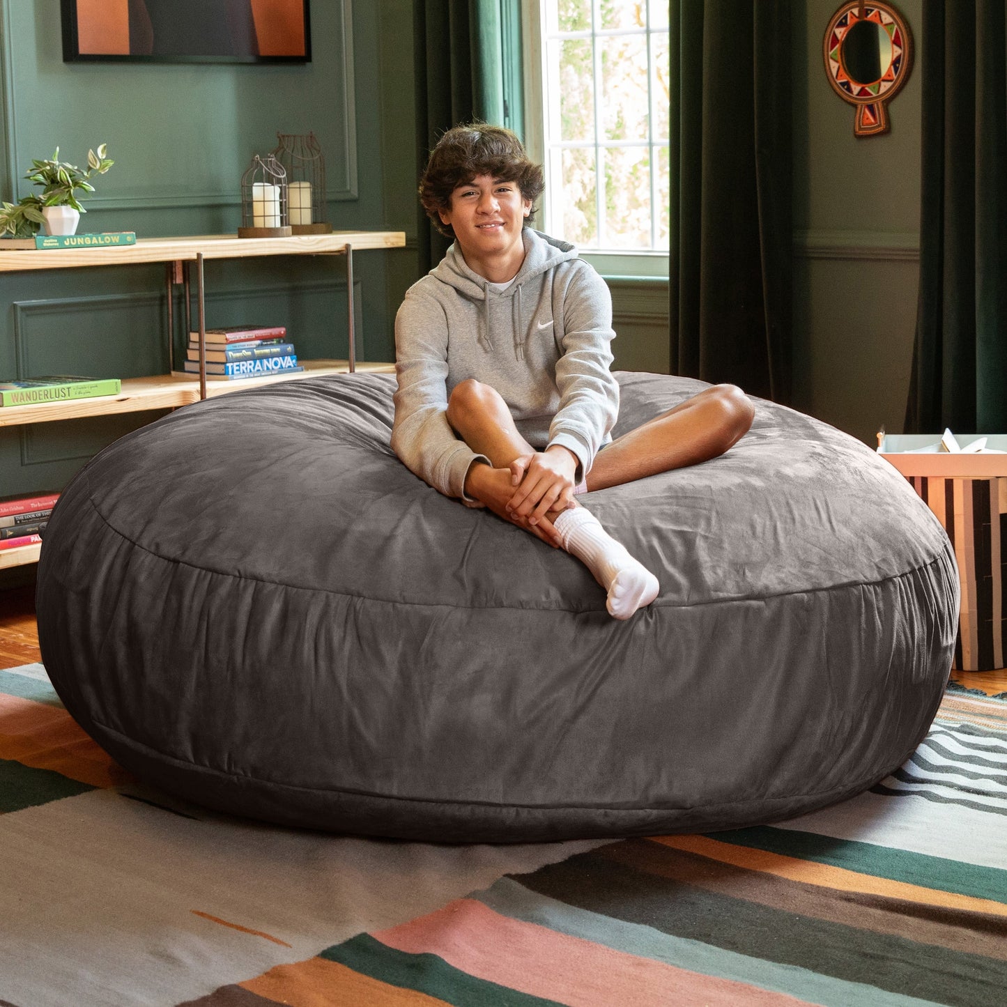 Jaxx 6 Foot Cocoon - 2-in-1 Giant Bean Bag Chair for Adults & Convertible Bean Bag Bed