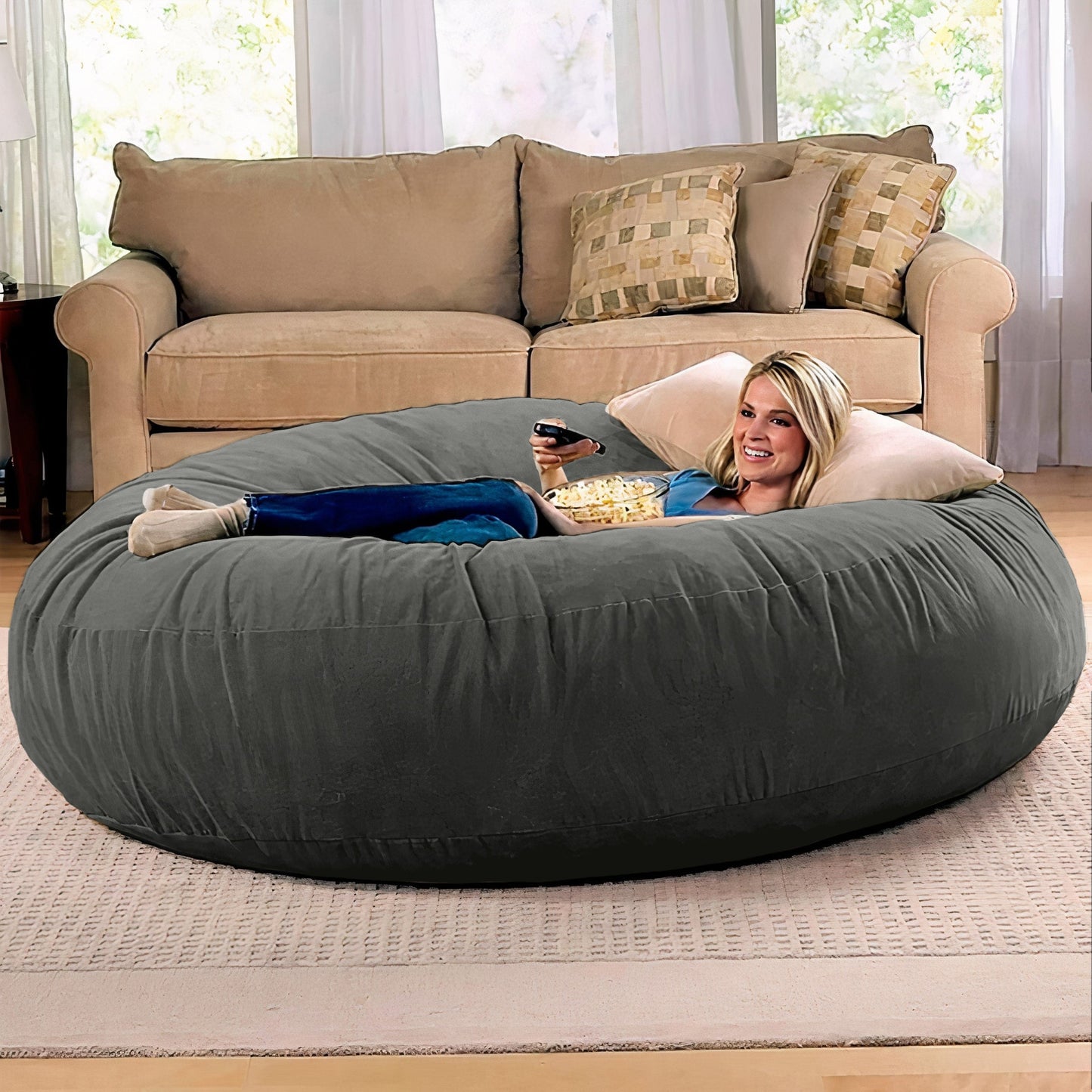 Jaxx 6 Foot Cocoon - 2-in-1 Giant Bean Bag Chair for Adults & Convertible Bean Bag Bed
