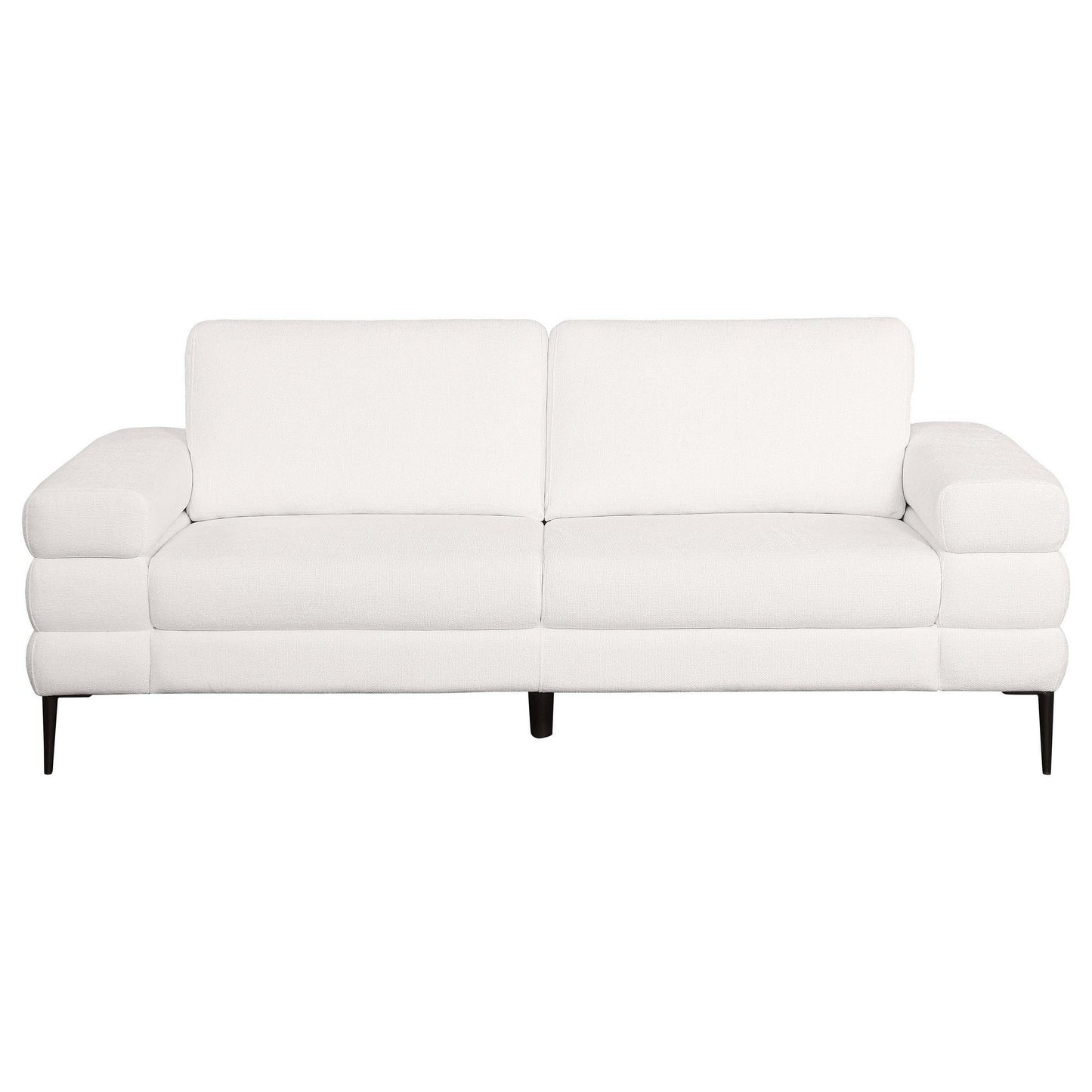 Canapé Jese, 83 pouces, tissu blanc ivoire, accoudoirs à rails de style moderne