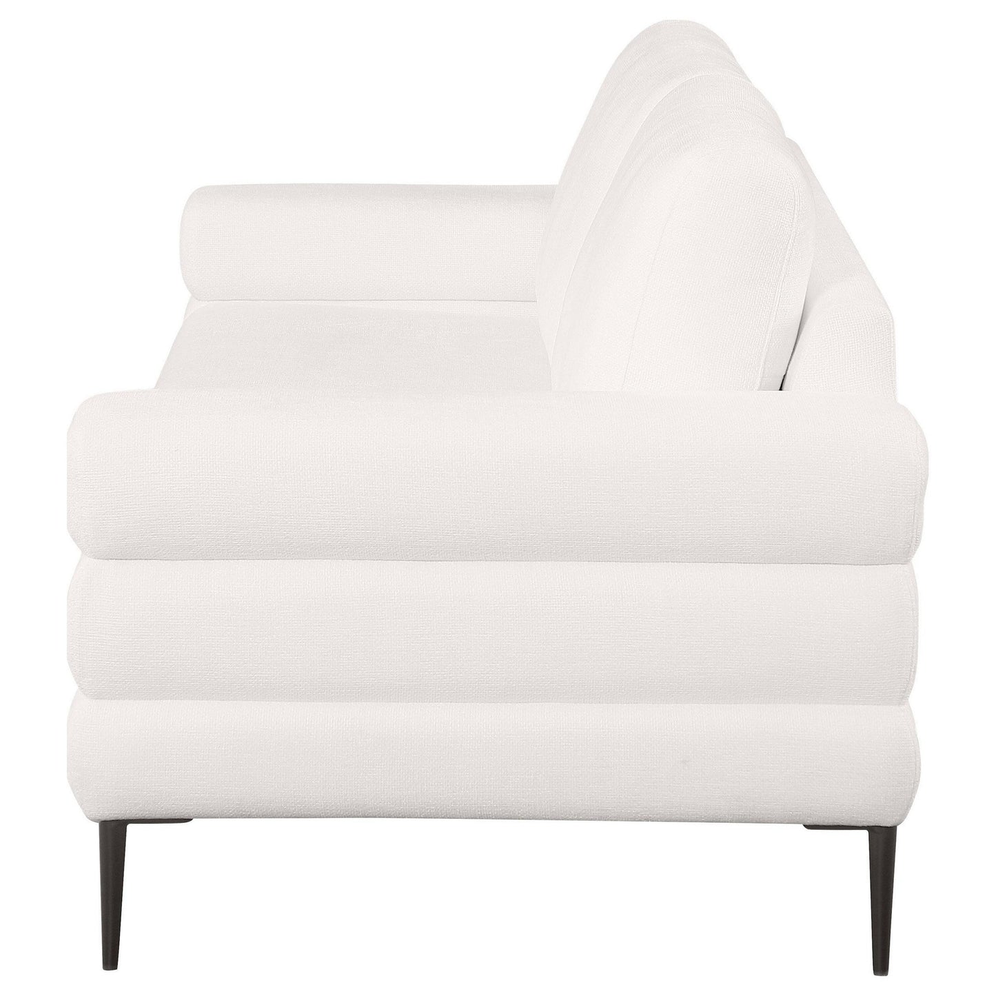 Canapé Jese, 83 pouces, tissu blanc ivoire, accoudoirs à rails de style moderne
