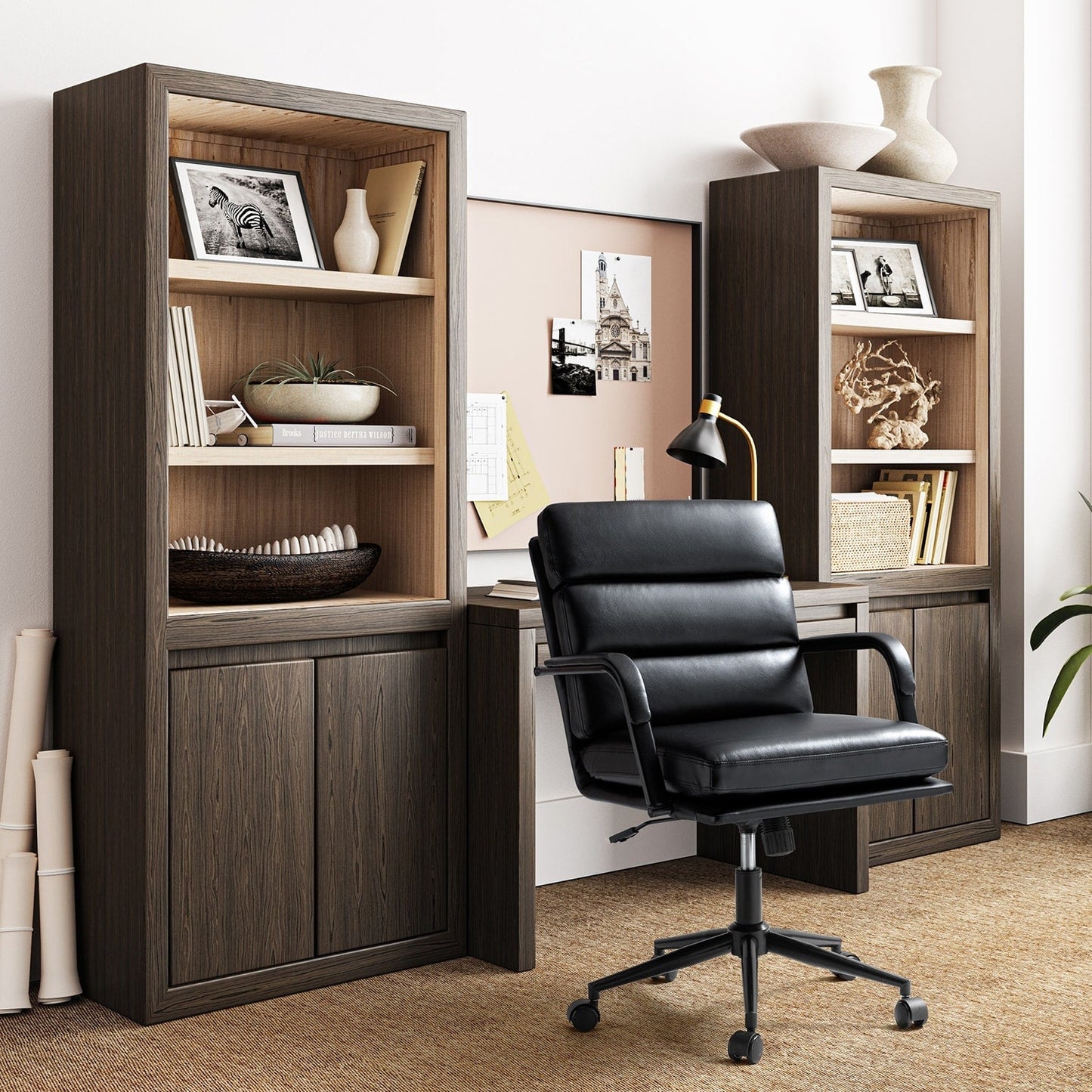 Joseph Modern Task Faux Leather Chair with Tilt Lock and Center Tilt by HULALA HOME