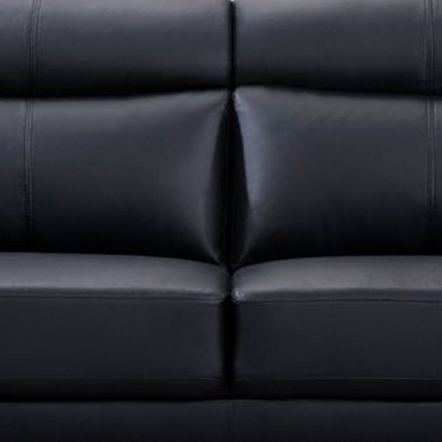 Canapé Justin, cuir pleine fleur noir, coussins en mousse, pieds en acier, 80 pouces
